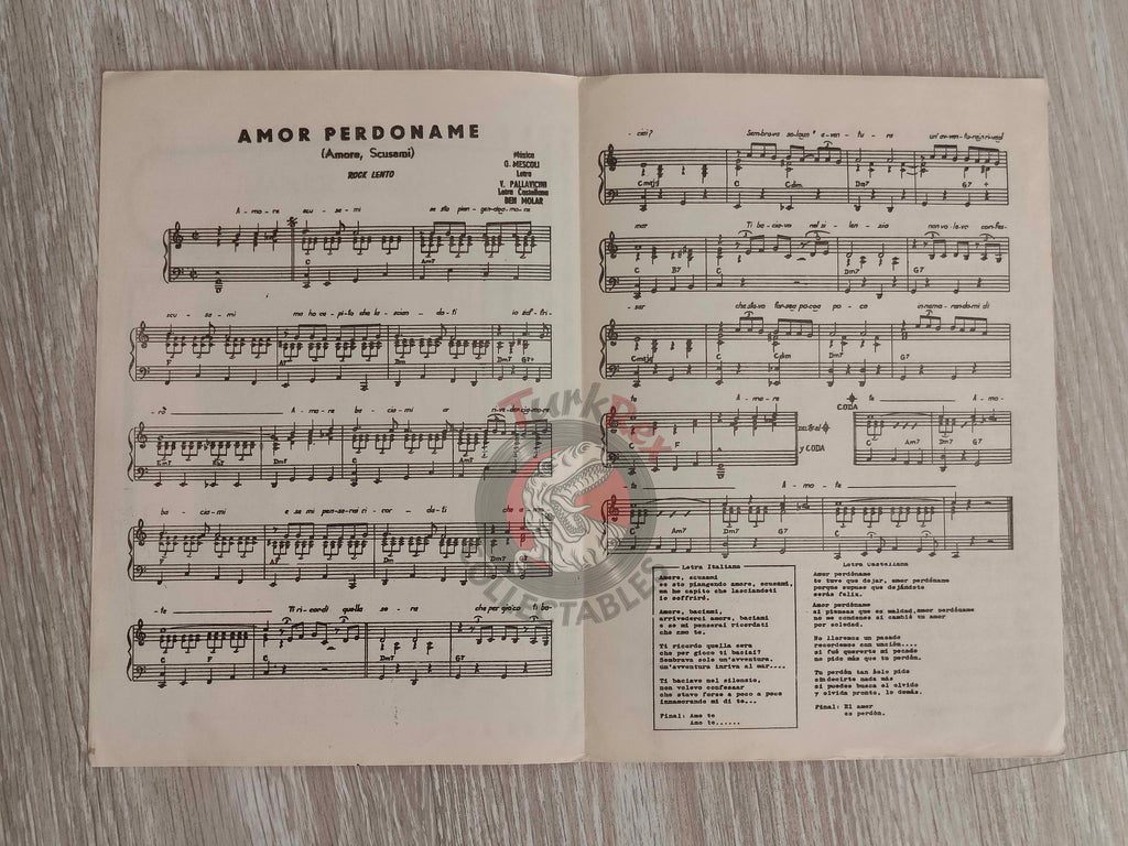 Roberto Bovo – Amore Scusami Turkish Vintage Musical Notes Sheet Turkey