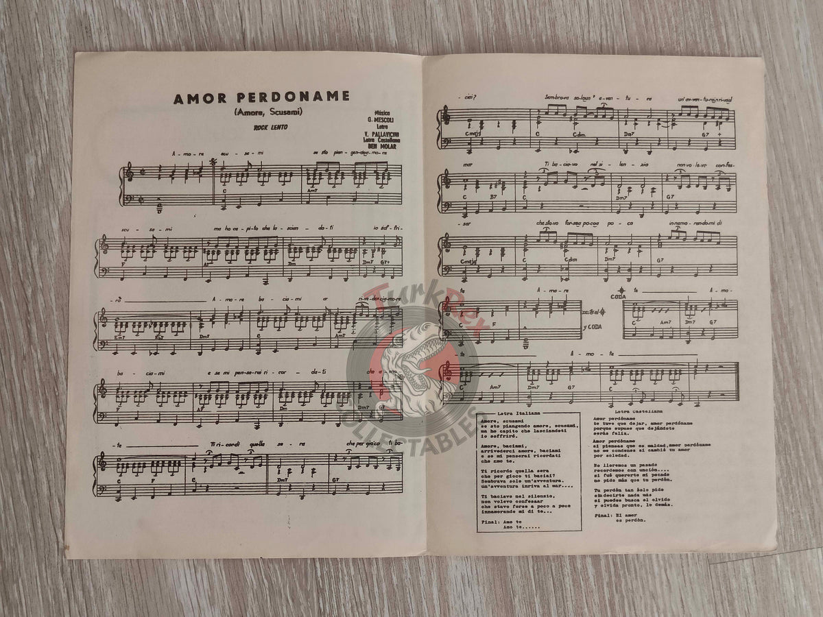 Roberto Bovo – Amore Scusami Turkish Vintage Musical Notes Sheet Turkey