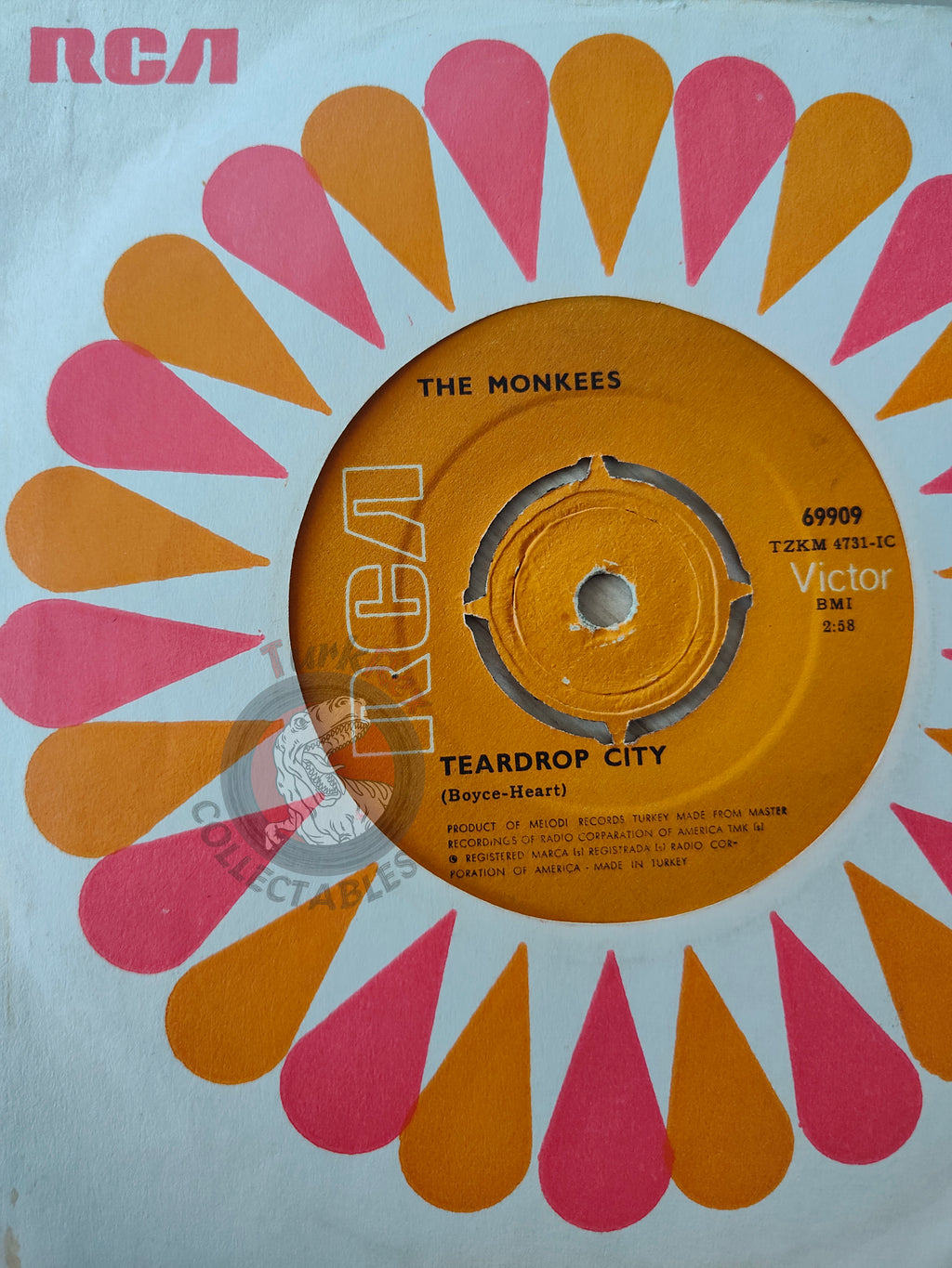 The Monkees – Tear Drop City 7" Turkish Pressing Vinyl Turkey Edition