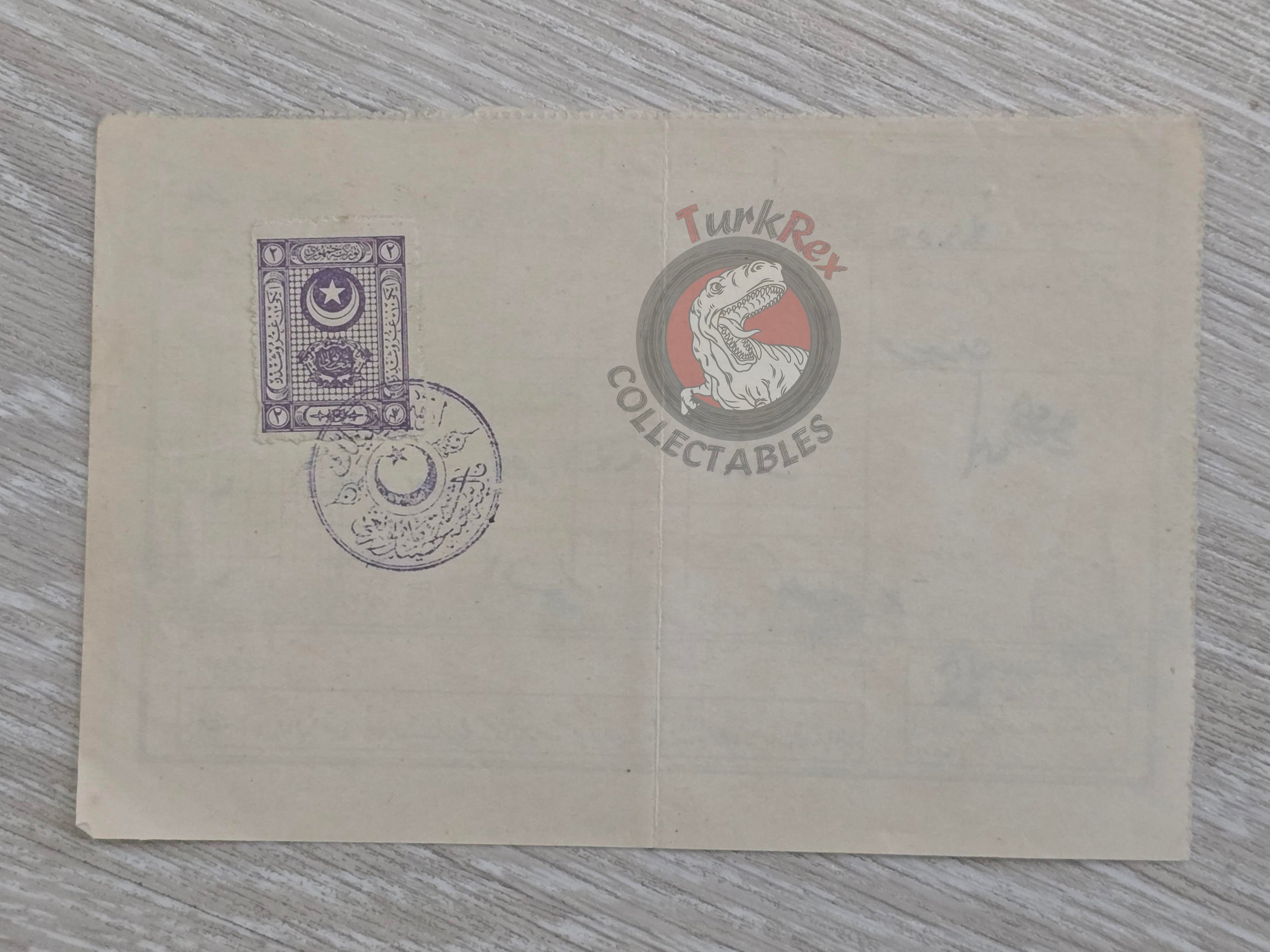 Ottoman 1928 Tax Receipt for Land Tax Payment İzmir Turkish Turkey
