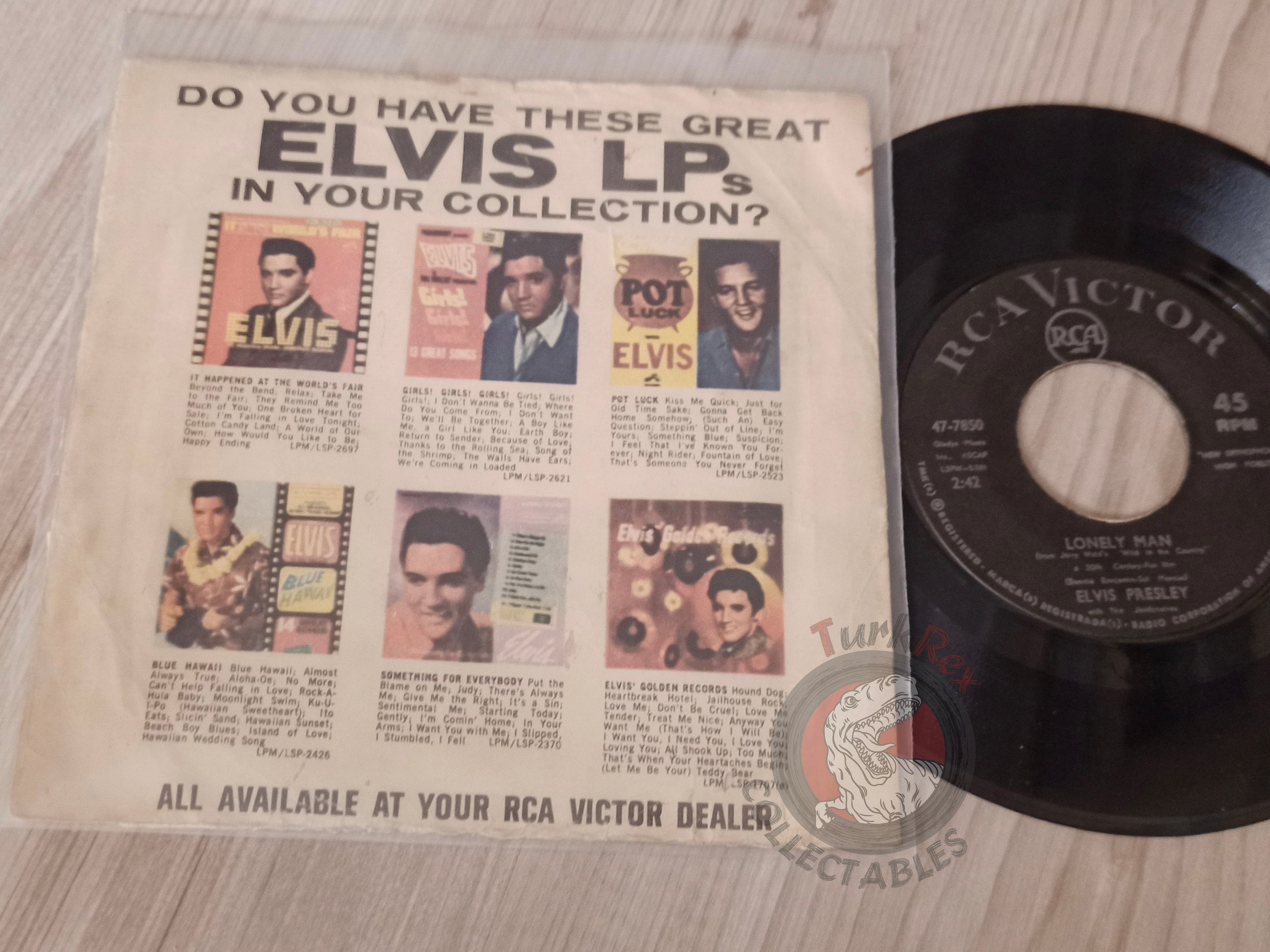 Elvis Presley – Surrender / Lonely Man 7" Turkish Pressing Vinyl Turkey Edition
