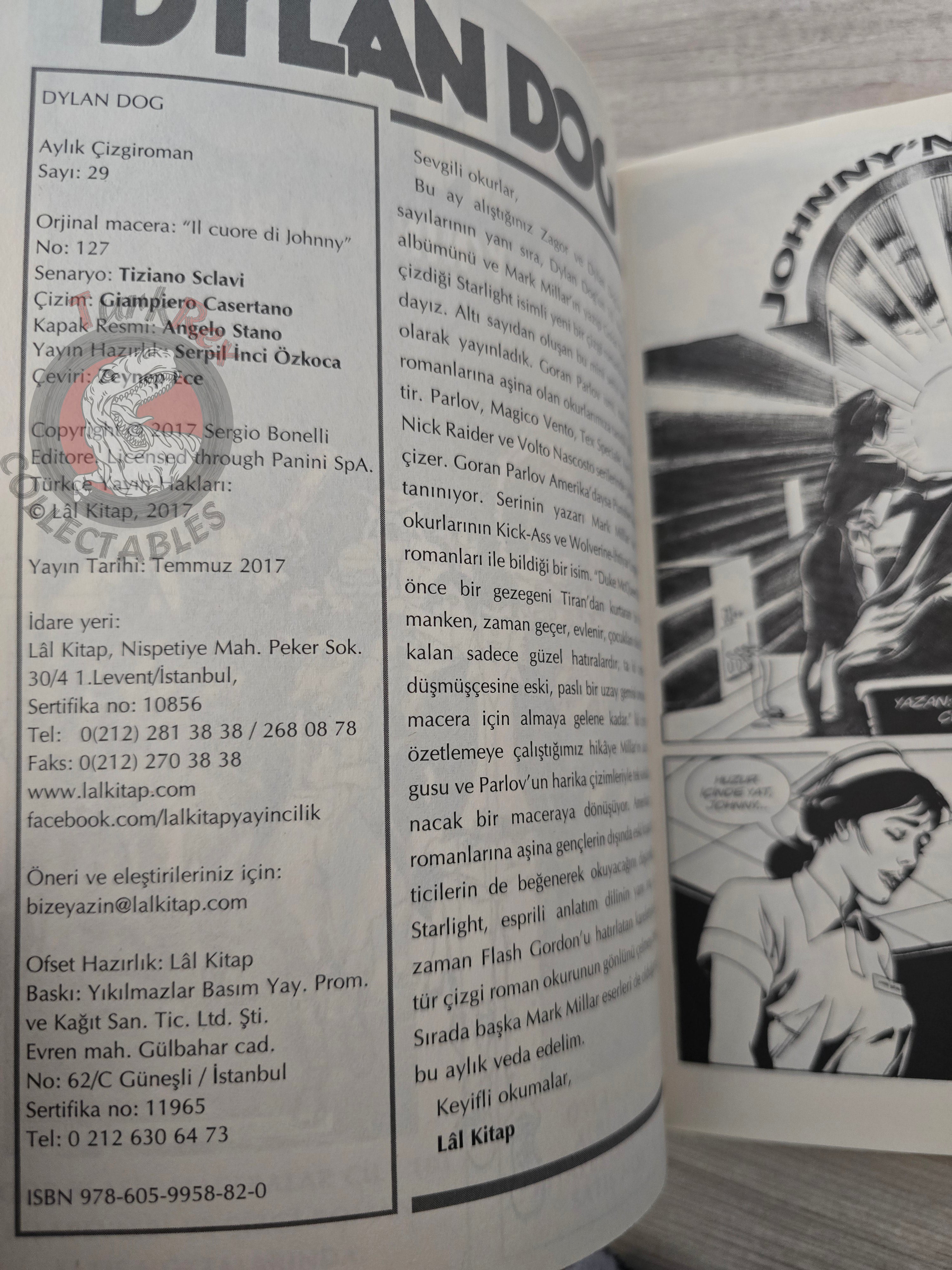 Dylan Dog #29 2017 Turkish Comic Turkey #127  Il cuore di Johnny