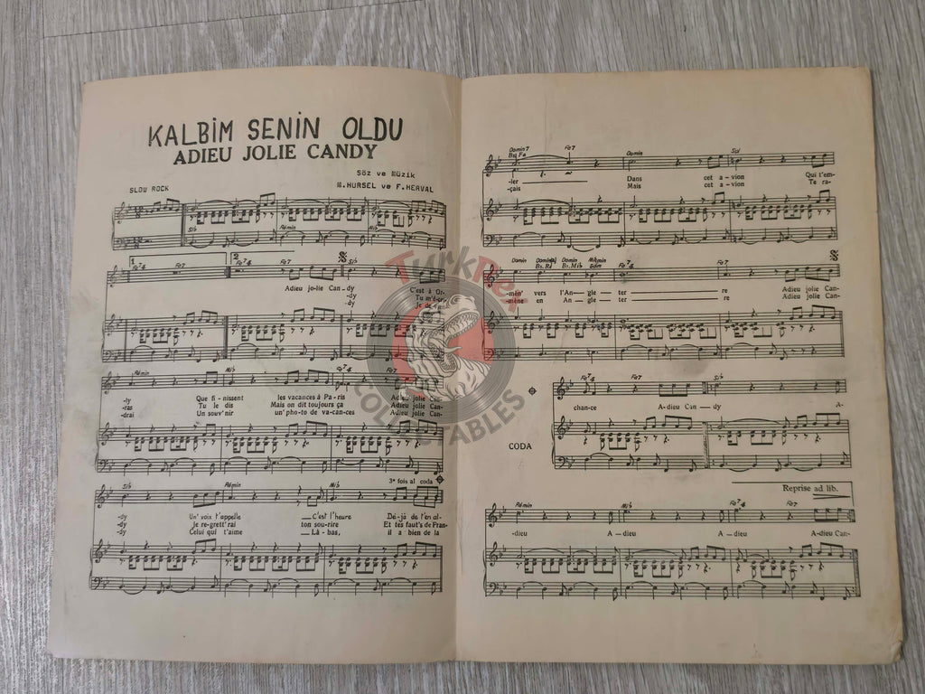 Jean François Michael – Adieu Jolie Candy Turkish Vintage Musical Notes Sheet Turkey