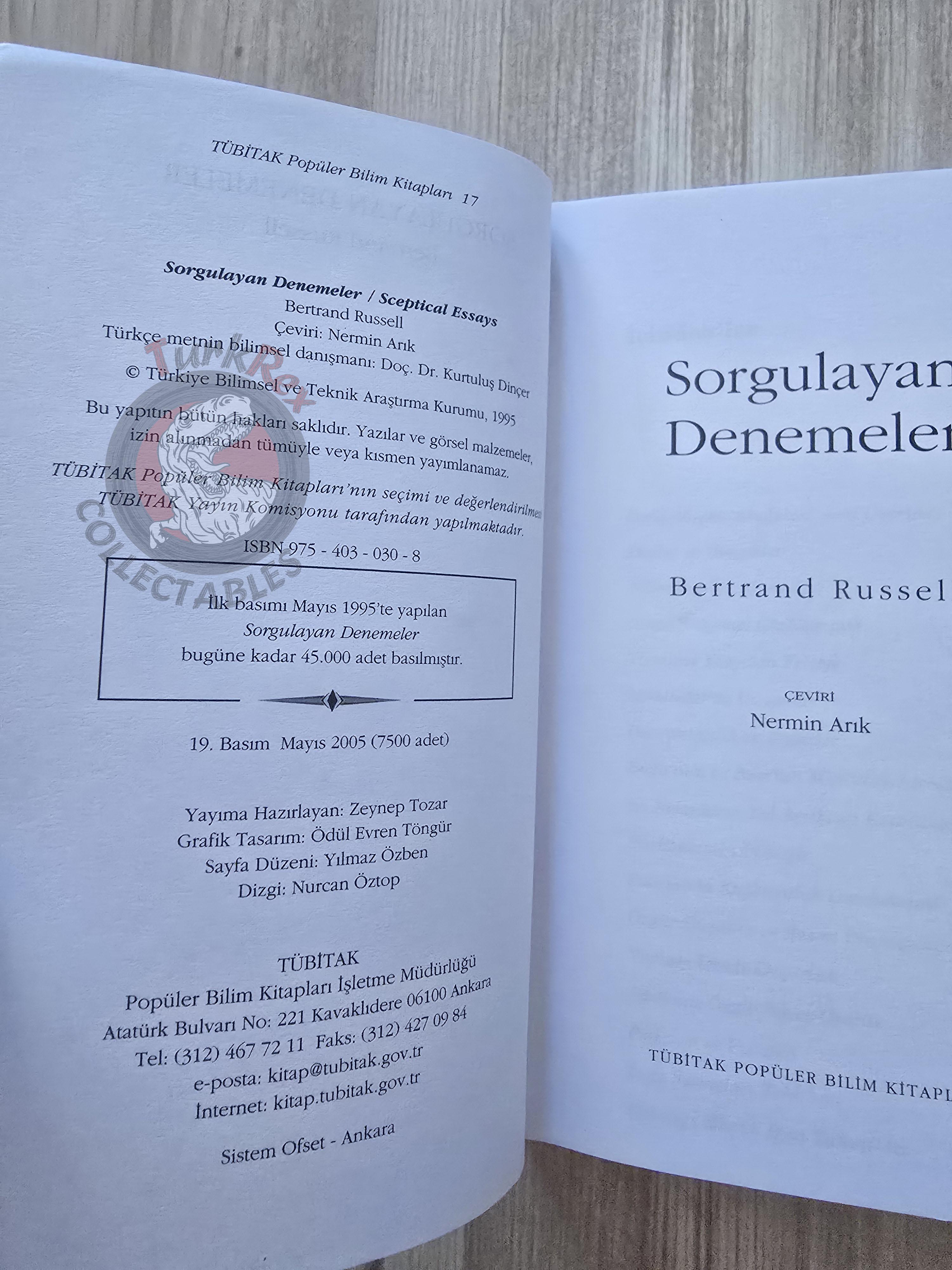 Bertrand Russell – Sceptical Essays 2005 Turkish Book Turkey