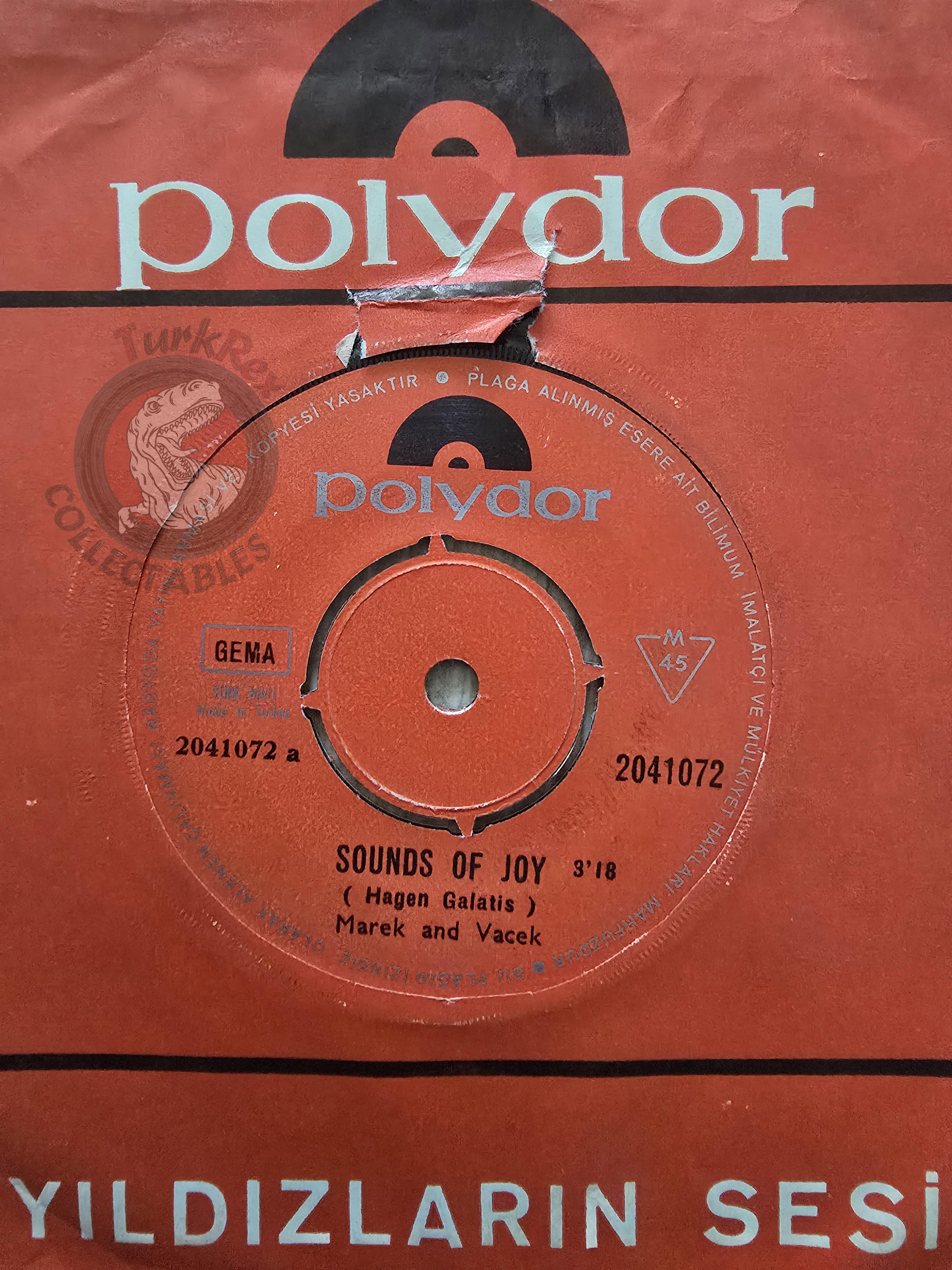 Marek & Vacek – Sounds Of Joy 7" Turkish Pressing Vinyl Turkey Edition