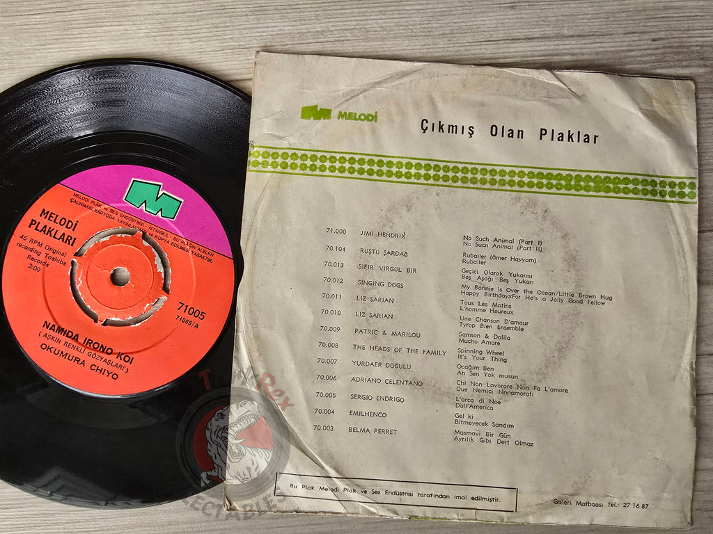 Chiyo Okumura – Namida Irono Koi 7" Turkish Pressing Vinyl Turkey Edition