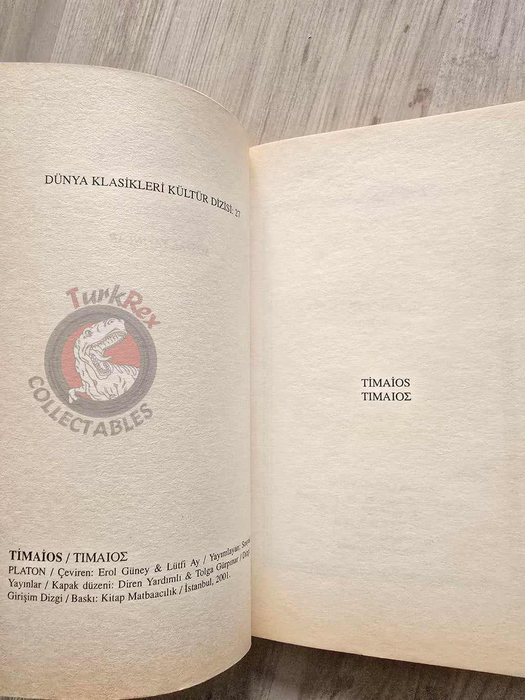 Plato –  Timaeus 2001 Turkish Book Turkey