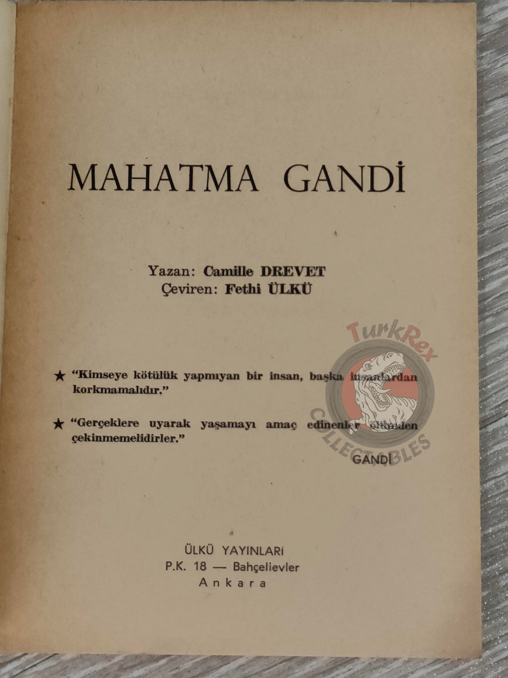 Camille Drevet – Mahatma Gandi 1970 Turkish Bio Book Turkey