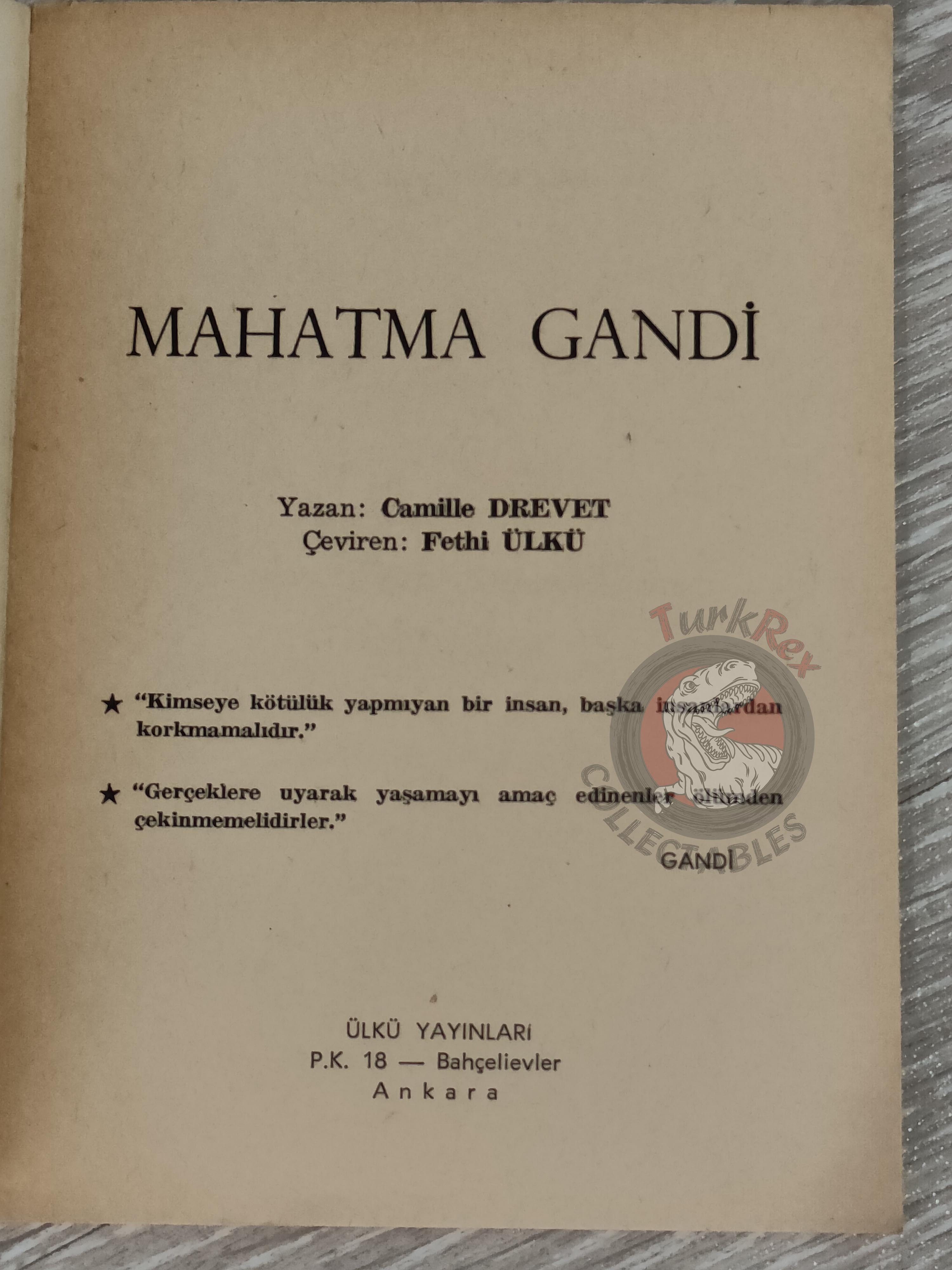 Camille Drevet – Mahatma Gandi 1970 Turkish Bio Book Turkey