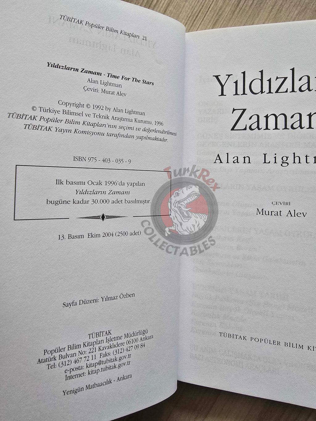 Alan Lightman – Time For The Stars 2004 Turkish Book Turkey