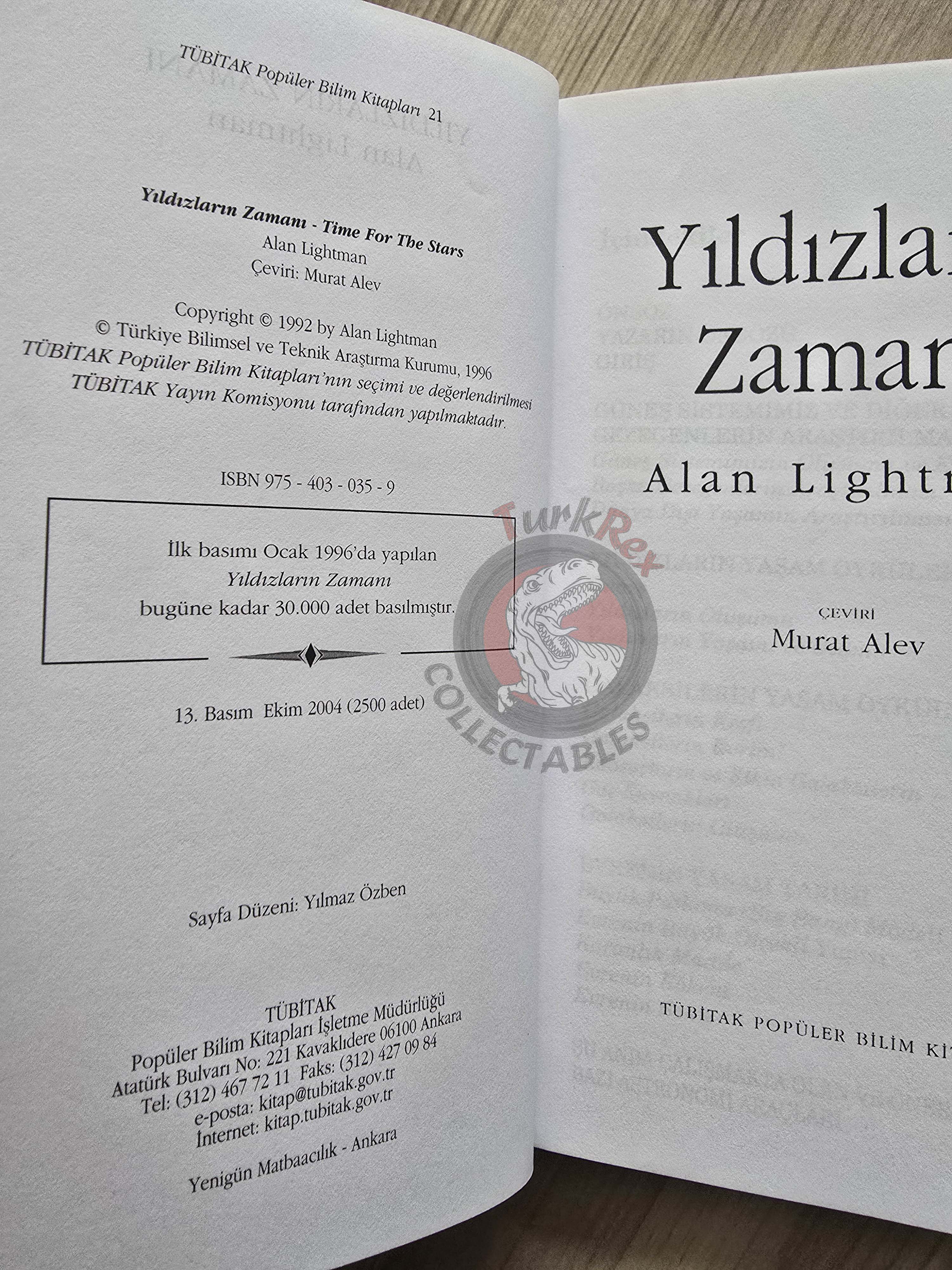 Alan Lightman – Time For The Stars 2004 Turkish Book Turkey