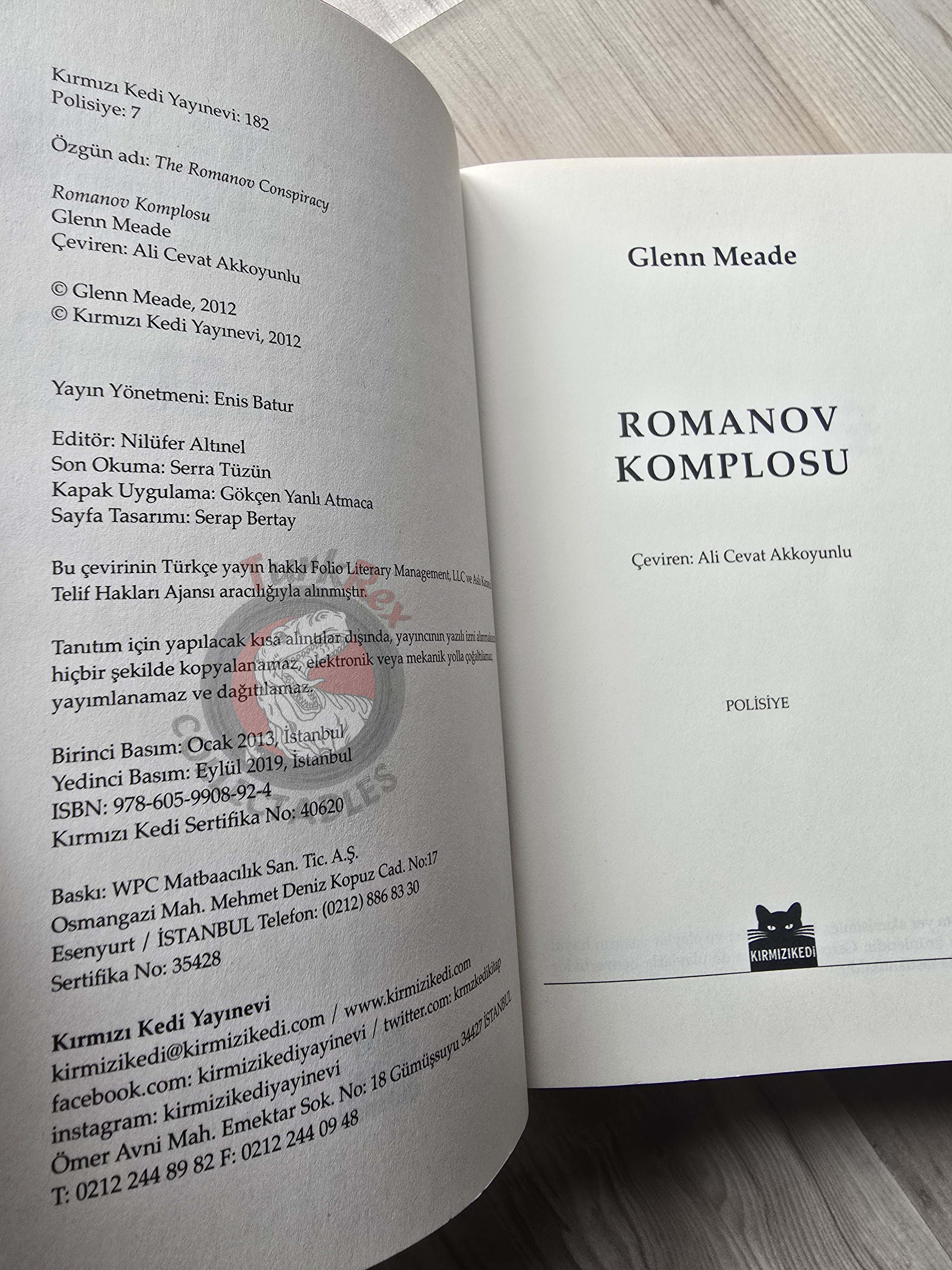 Glenn Meade – The Romanov Conspiracy 2019 Turkish Book Turkey