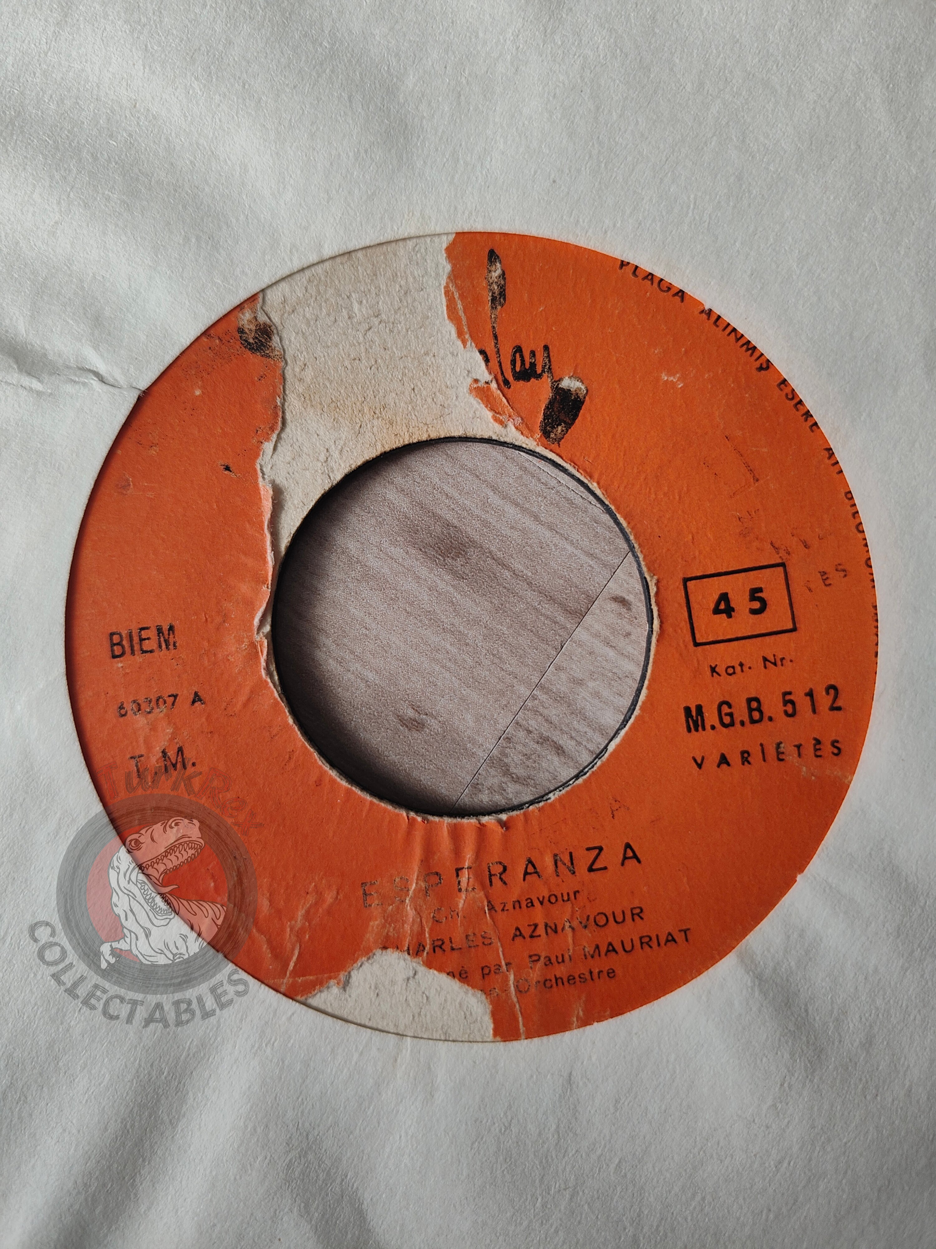 Charles Aznavour – Lucie / Esperanza 7"  Turkish Pressing Vinyl Turkey Edition
