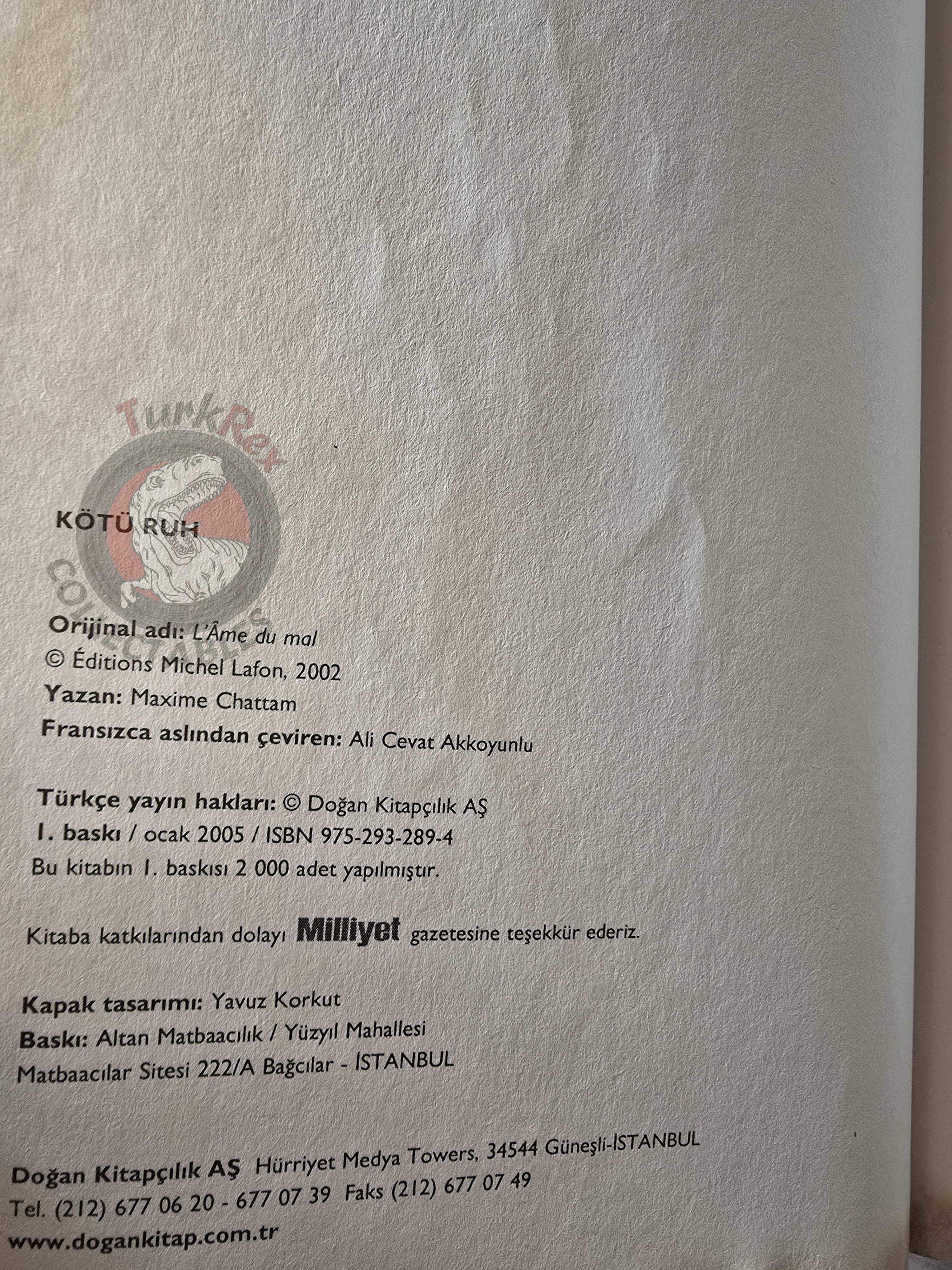 Maxime Chattam – L’Âme du Mal 2005 1st Turkish Book Turkey