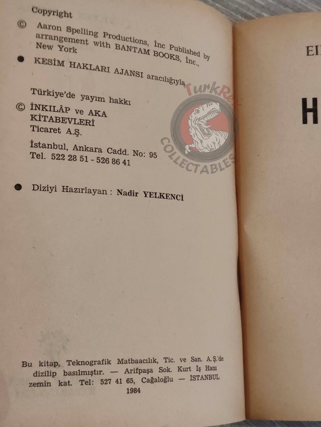 Eileen Lottman – Dynasty 1984 1st Turkish Book Turkey Tv Series