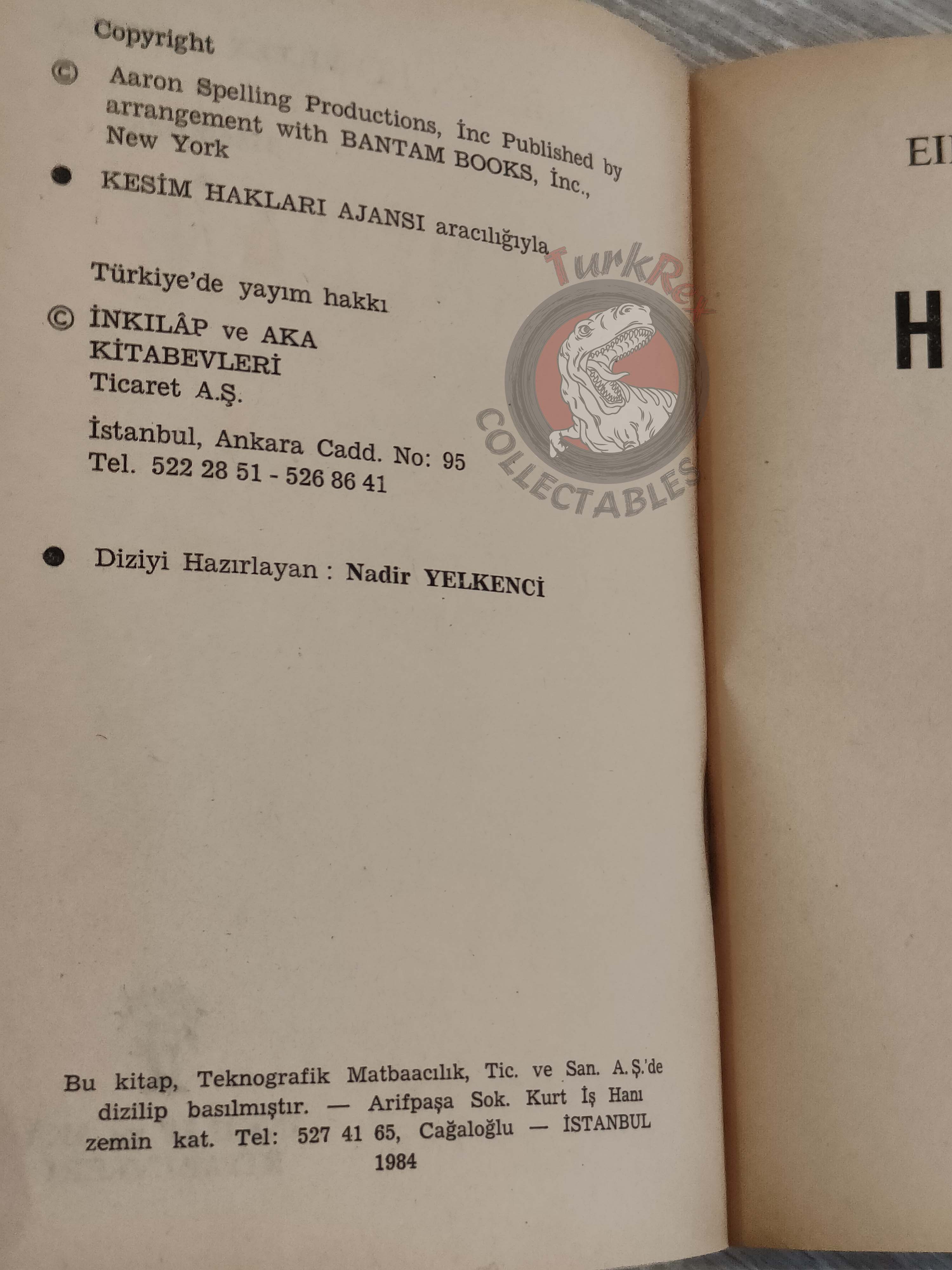 Eileen Lottman – Dynasty 1984 1st Turkish Book Turkey Tv Series