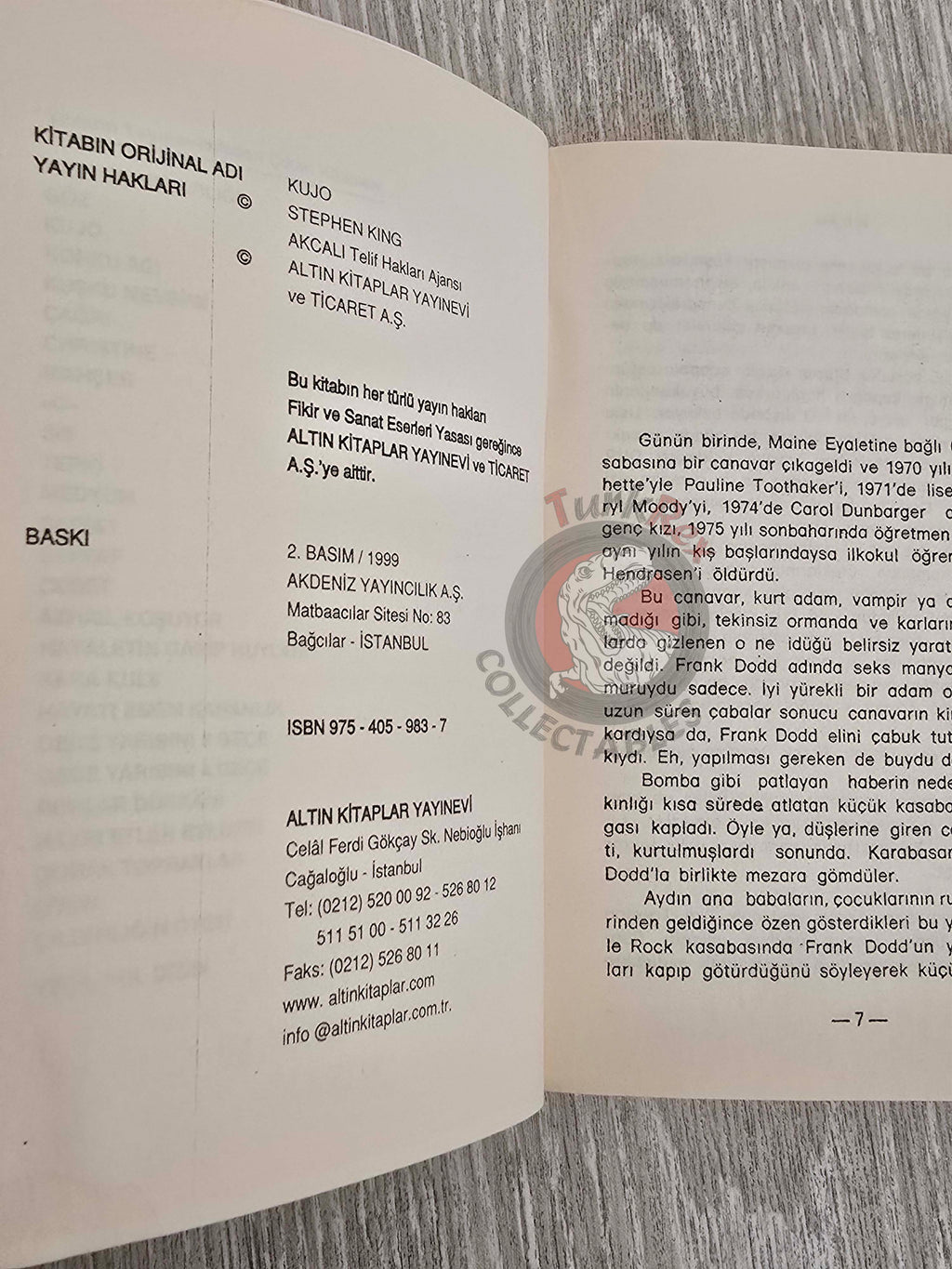 Stephen King – Cujo 1999 Turkish Book Turkey