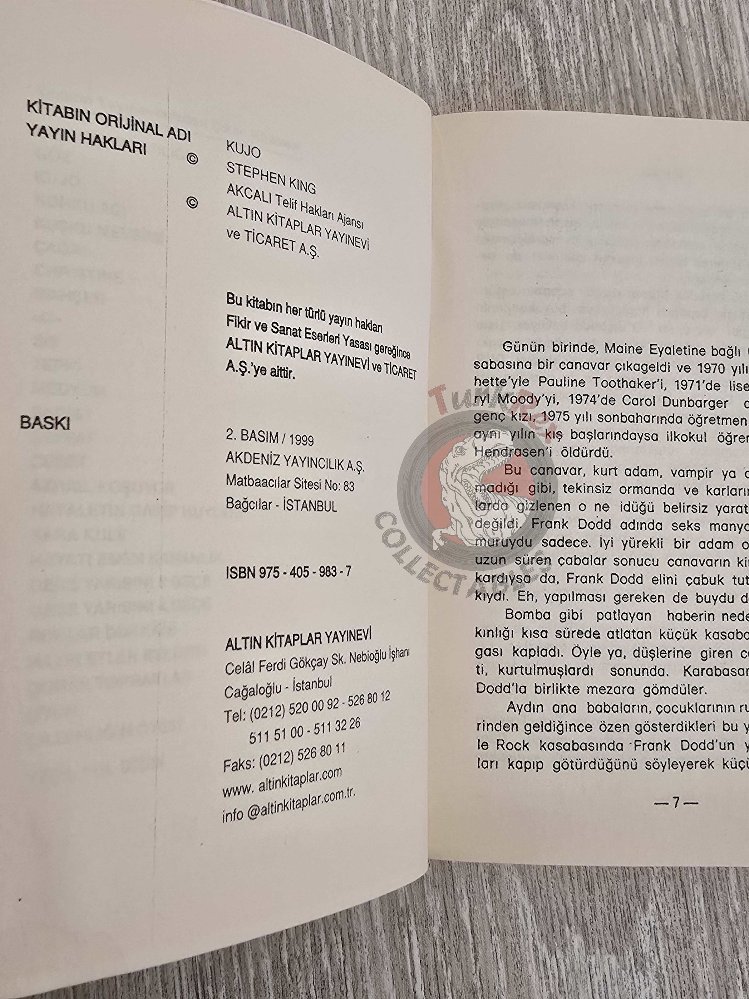 Stephen King – Cujo 1999 Turkish Book Turkey