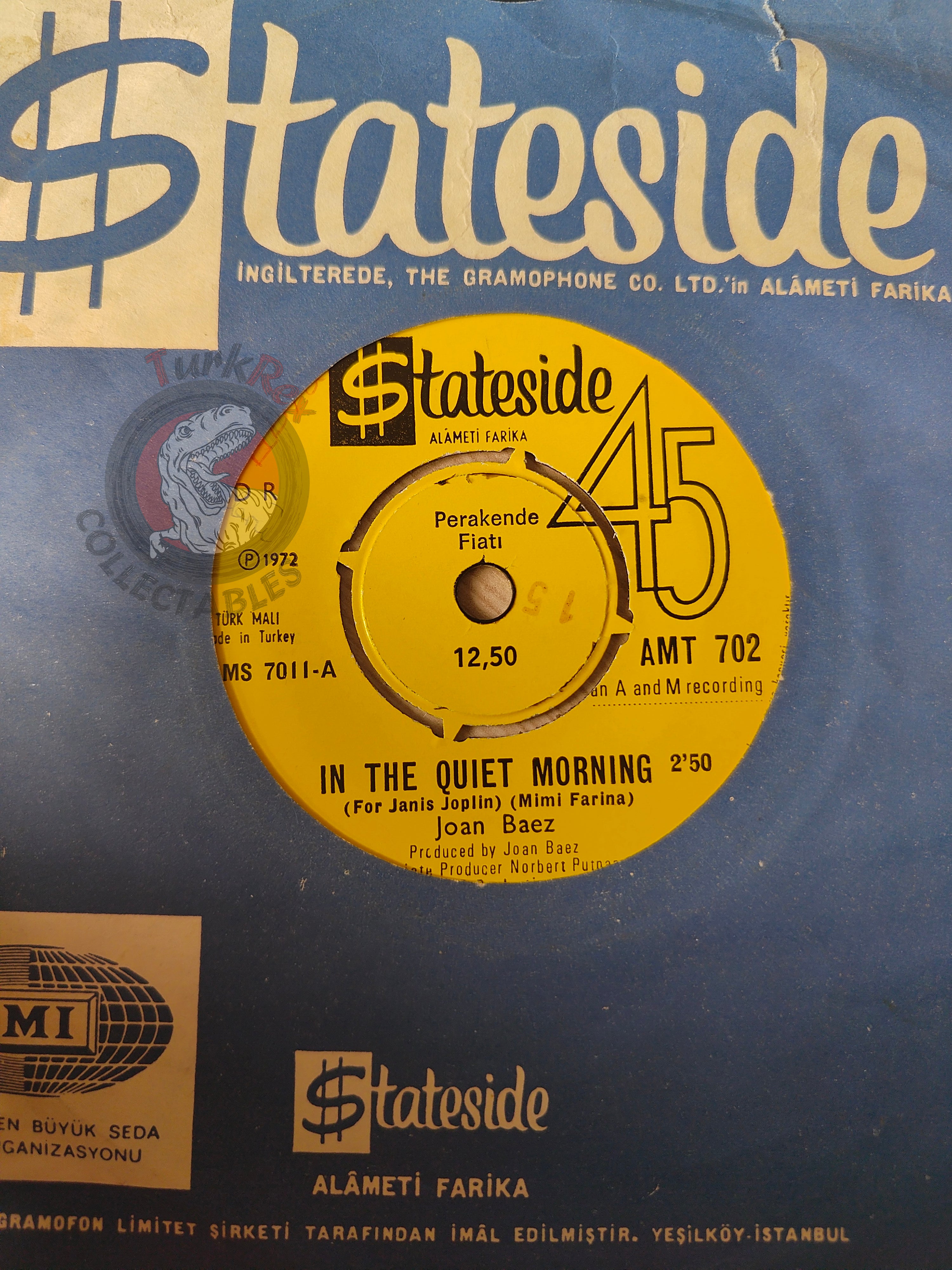 Joan Baez – In The Quiet Morning 7" Turkish Pressing Vinyl Turkey Edition
