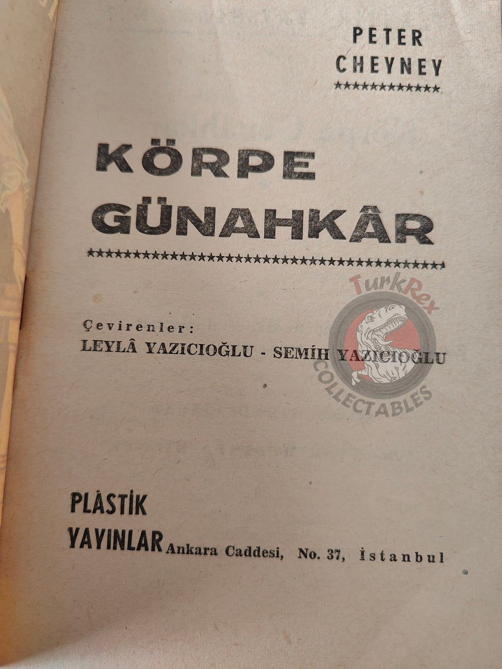 Peter Cheyney – Sinister Errand 1954 1st Turkish Book Turkey