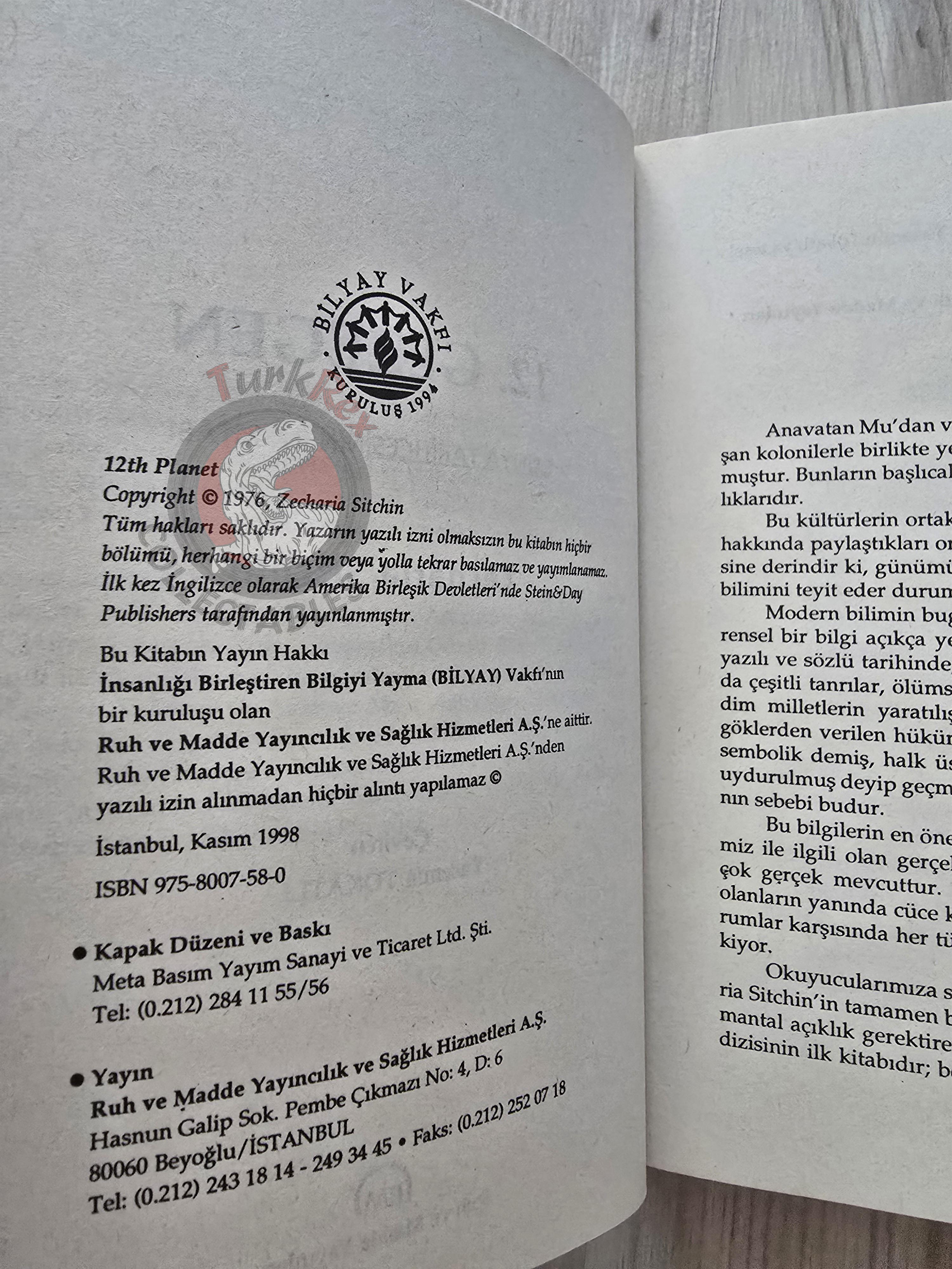 Zecharia Sitchin – The 12th Planet 1998 Turkish Book Turkey