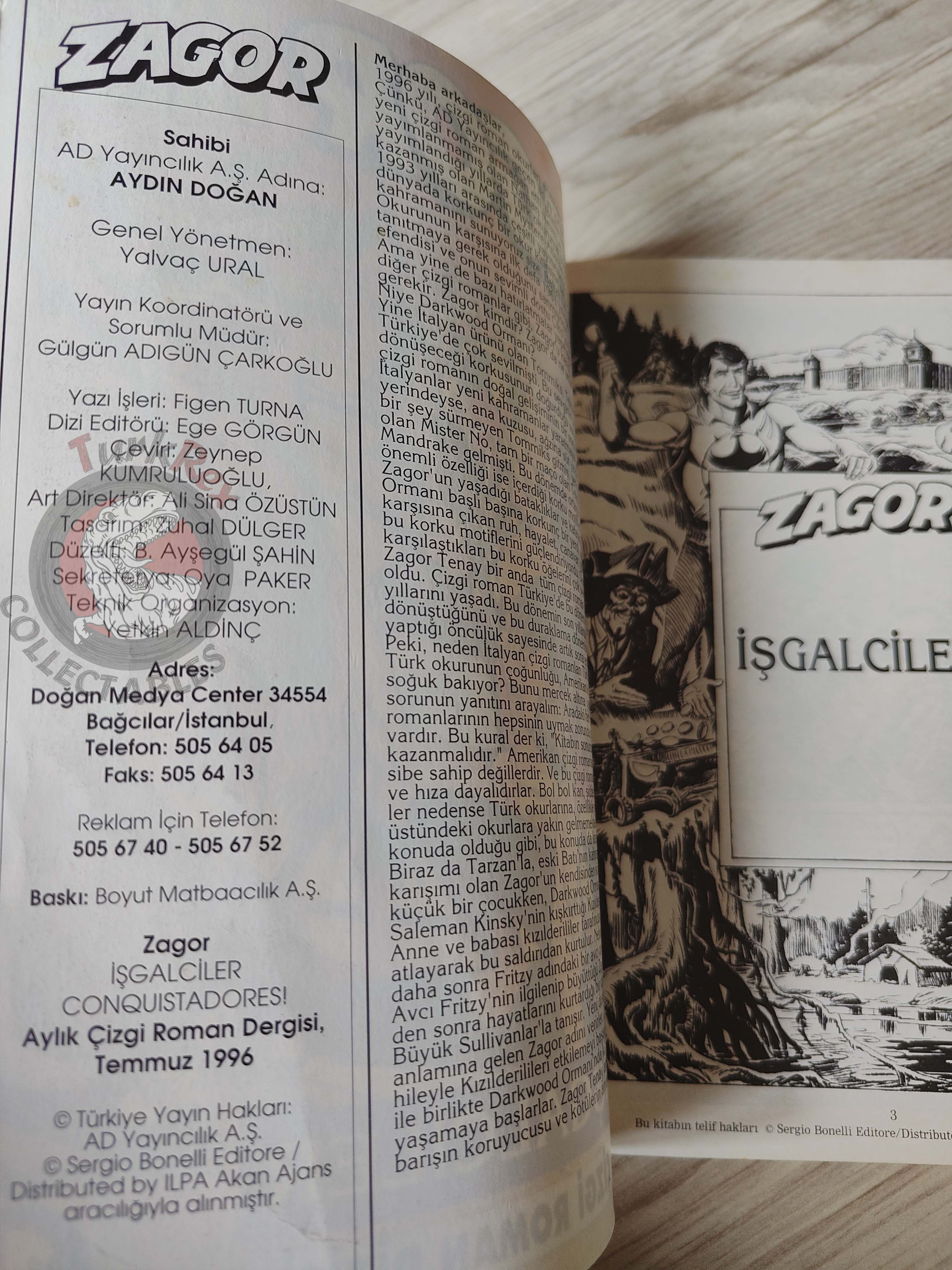 Zagor #1 1996 Conquistadores Turkish Comic Turkey