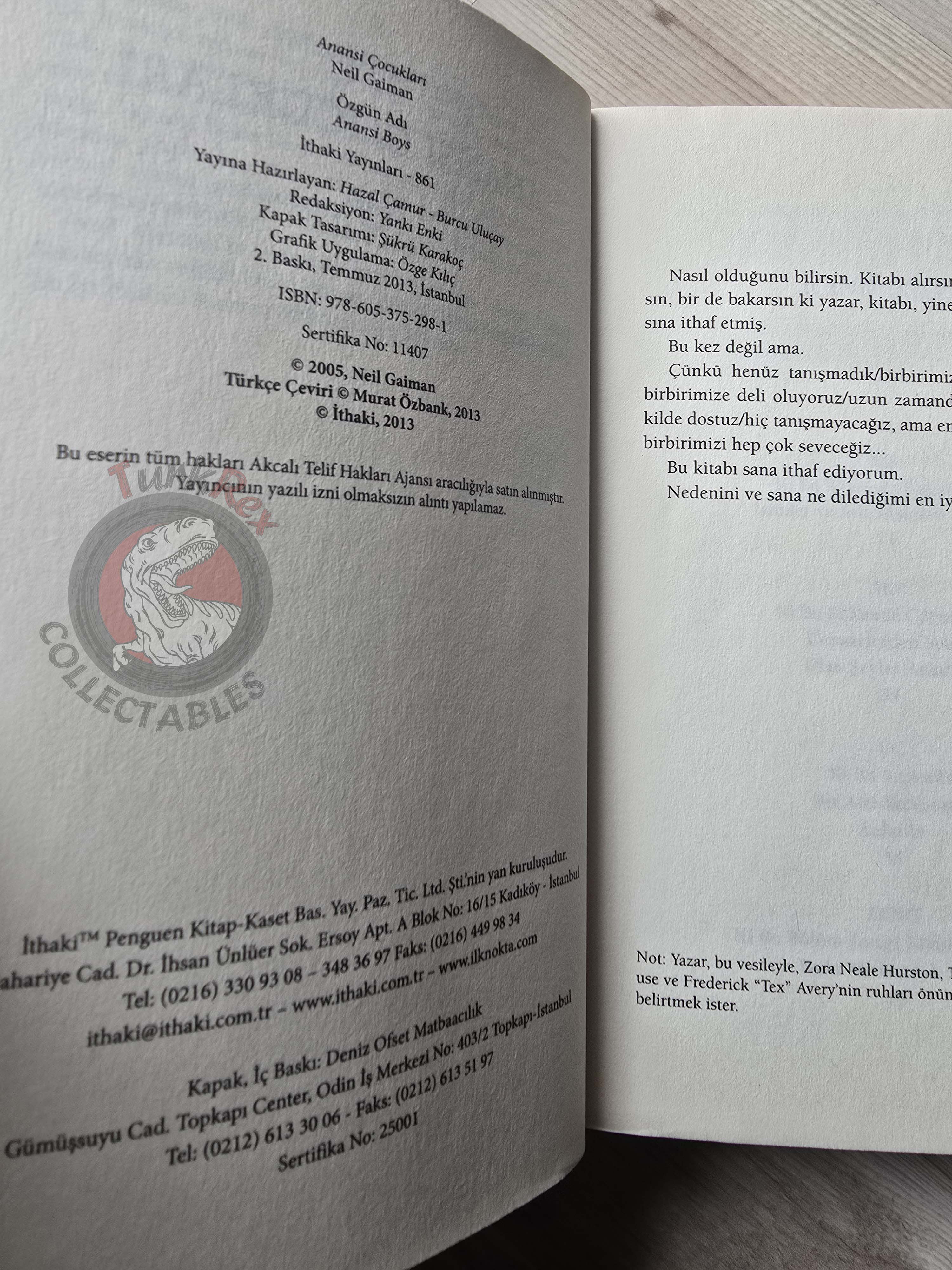 Neil Gaiman – Anansi Boys 2013 Turkish Book Turkey