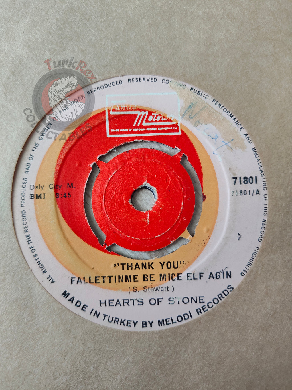 Hearts Of Stone – Thank You 7" Turkish Pressing Vinyl Turkey Edition