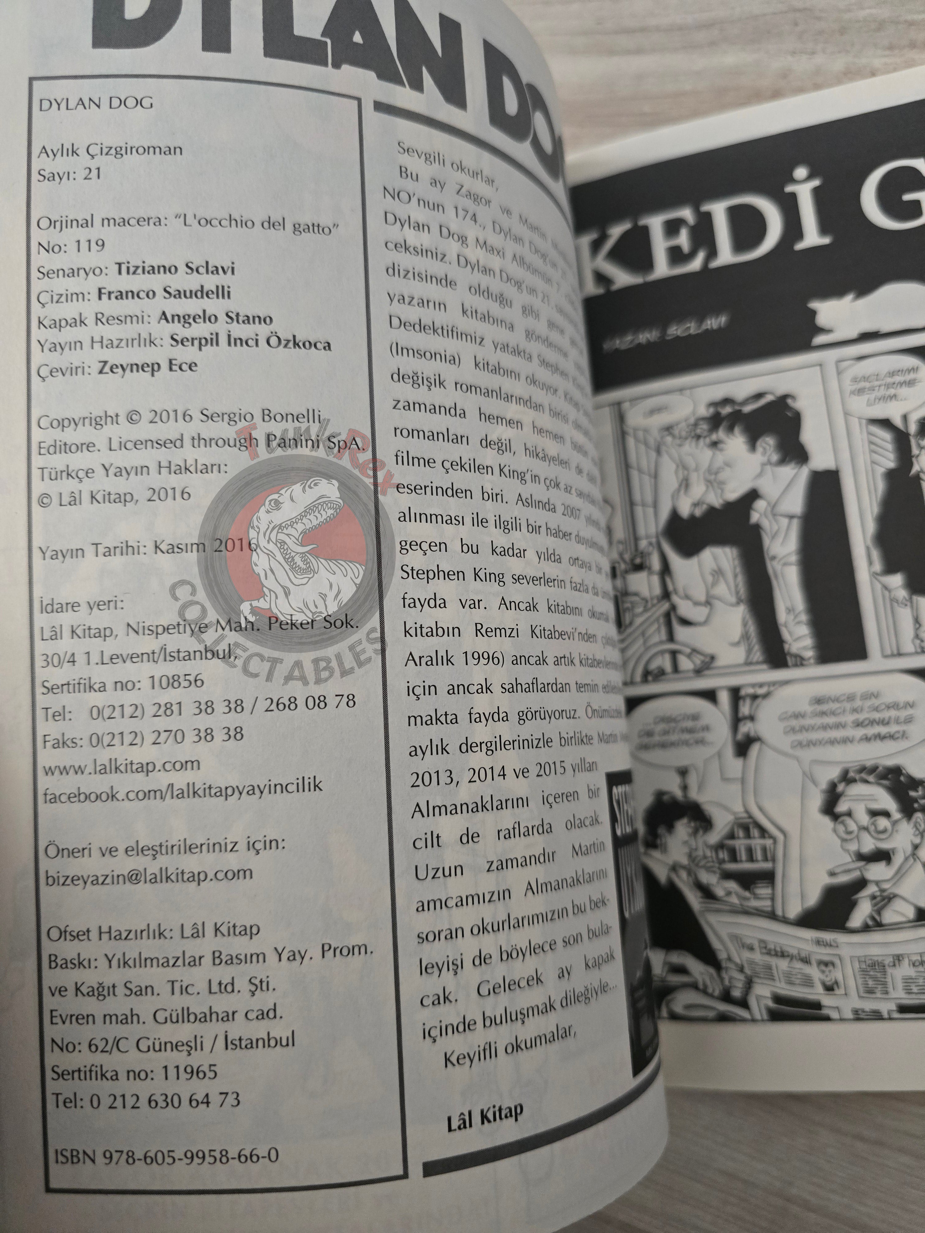Dylan Dog #21 2016 Turkish Comic Turkey #119 L'occhio del gatto