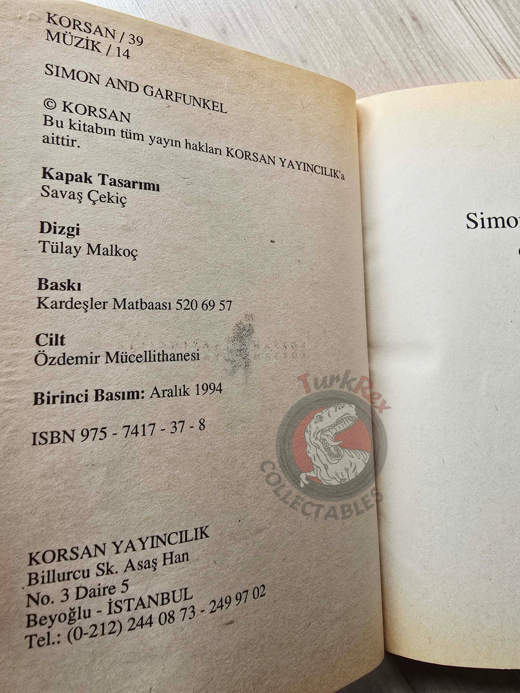 Simon and Garfunkel Biography Book 1994 1st by Turkish Writer Book Turkey