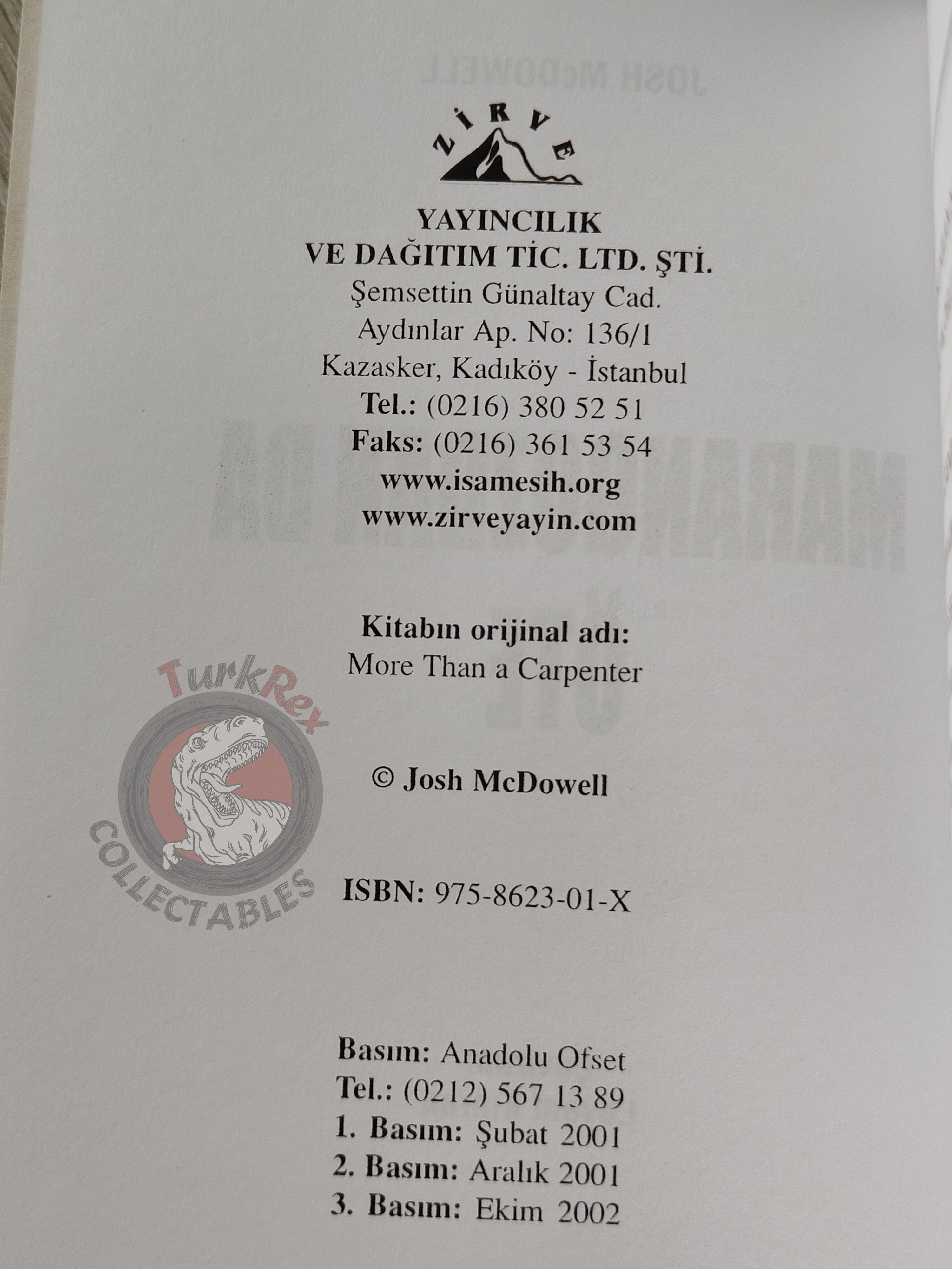 Josh McDowell – More Than a Carpenter 2002 Turkish Book Turkey