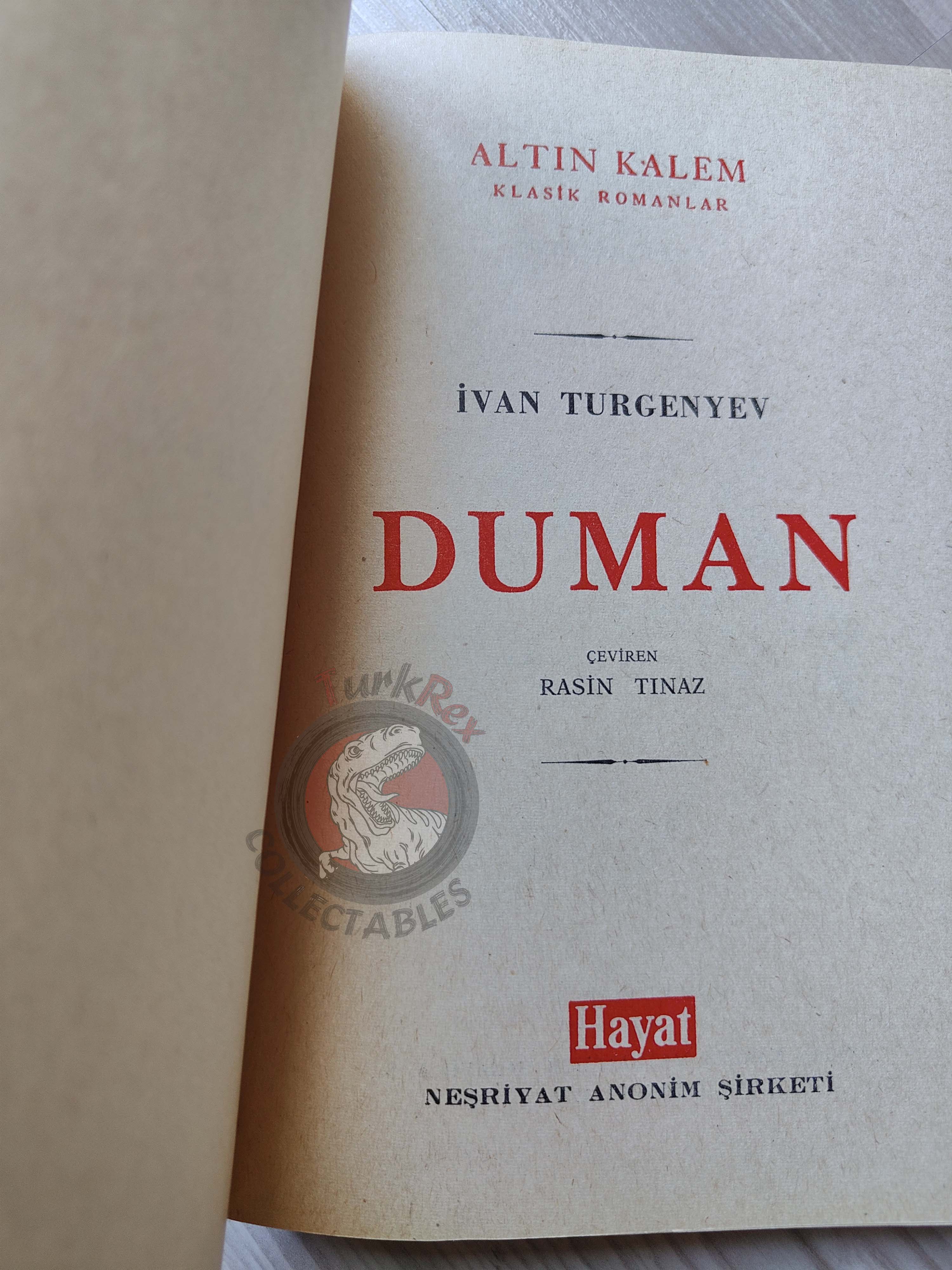 Ivan Turgenev – Smoke 1972 Turkish Book Turkey