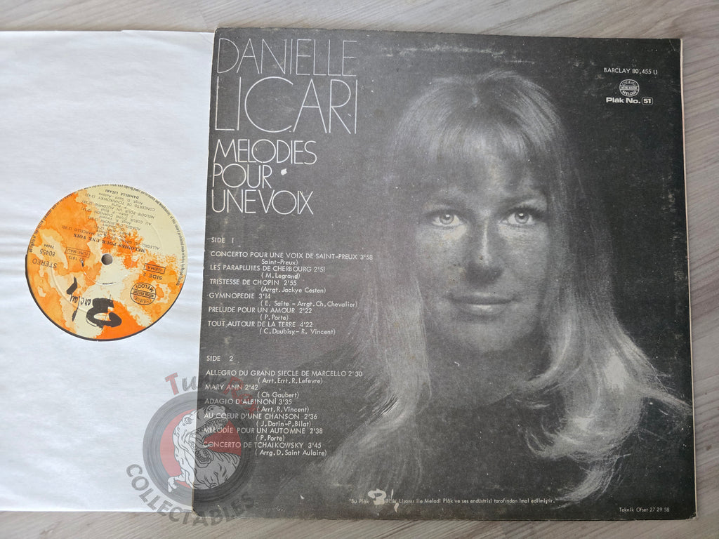 Danielle Licari – Melodies Pour Une Voix Turkish Club Pressing Vinyl Turkey Edition