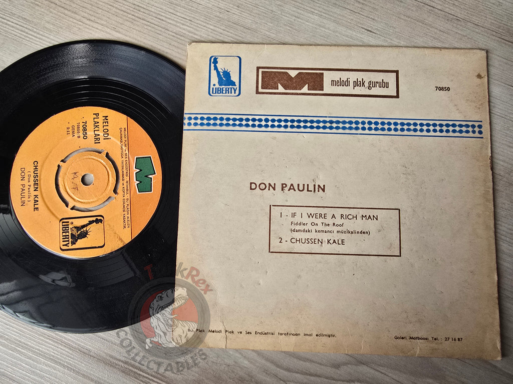 Don Paulin – If I Were A Rich Man 7" Turkish Pressing Vinyl Turkey Edition