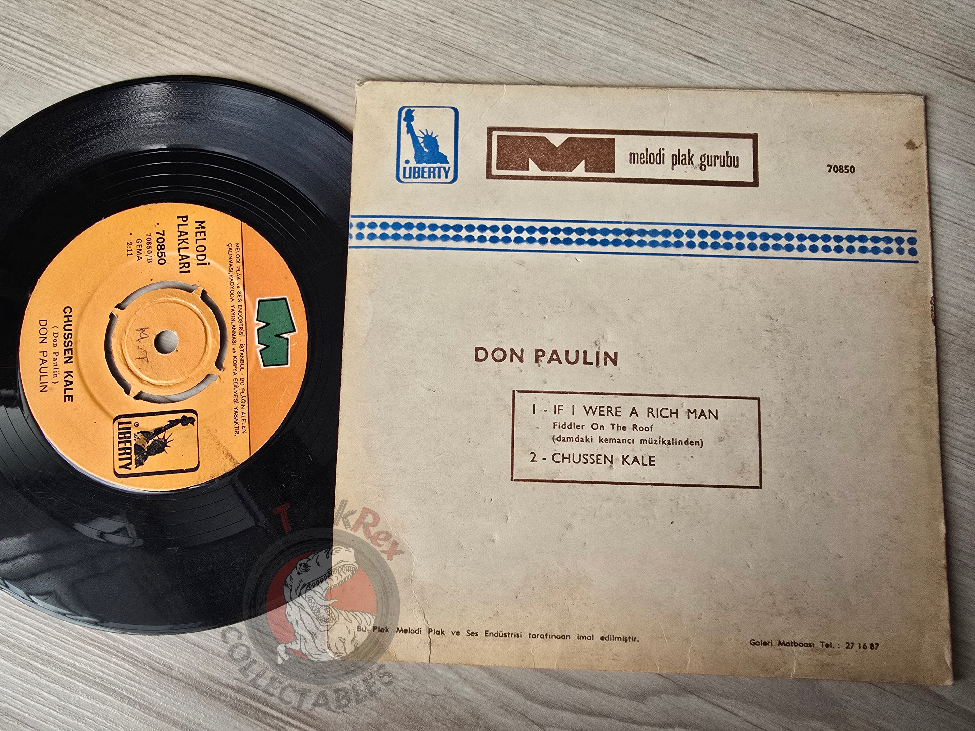 Don Paulin – If I Were A Rich Man 7" Turkish Pressing Vinyl Turkey Edition