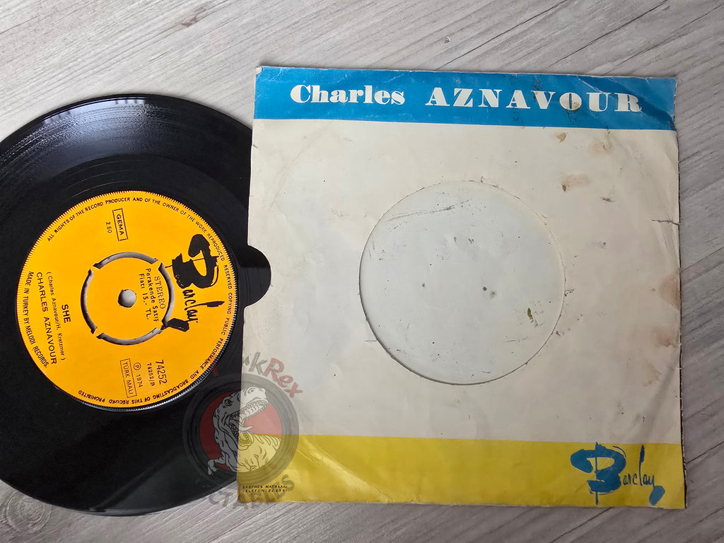 Charles Aznavour – She / La Barraka 7" Turkish Pressing Vinyl Turkey Edition