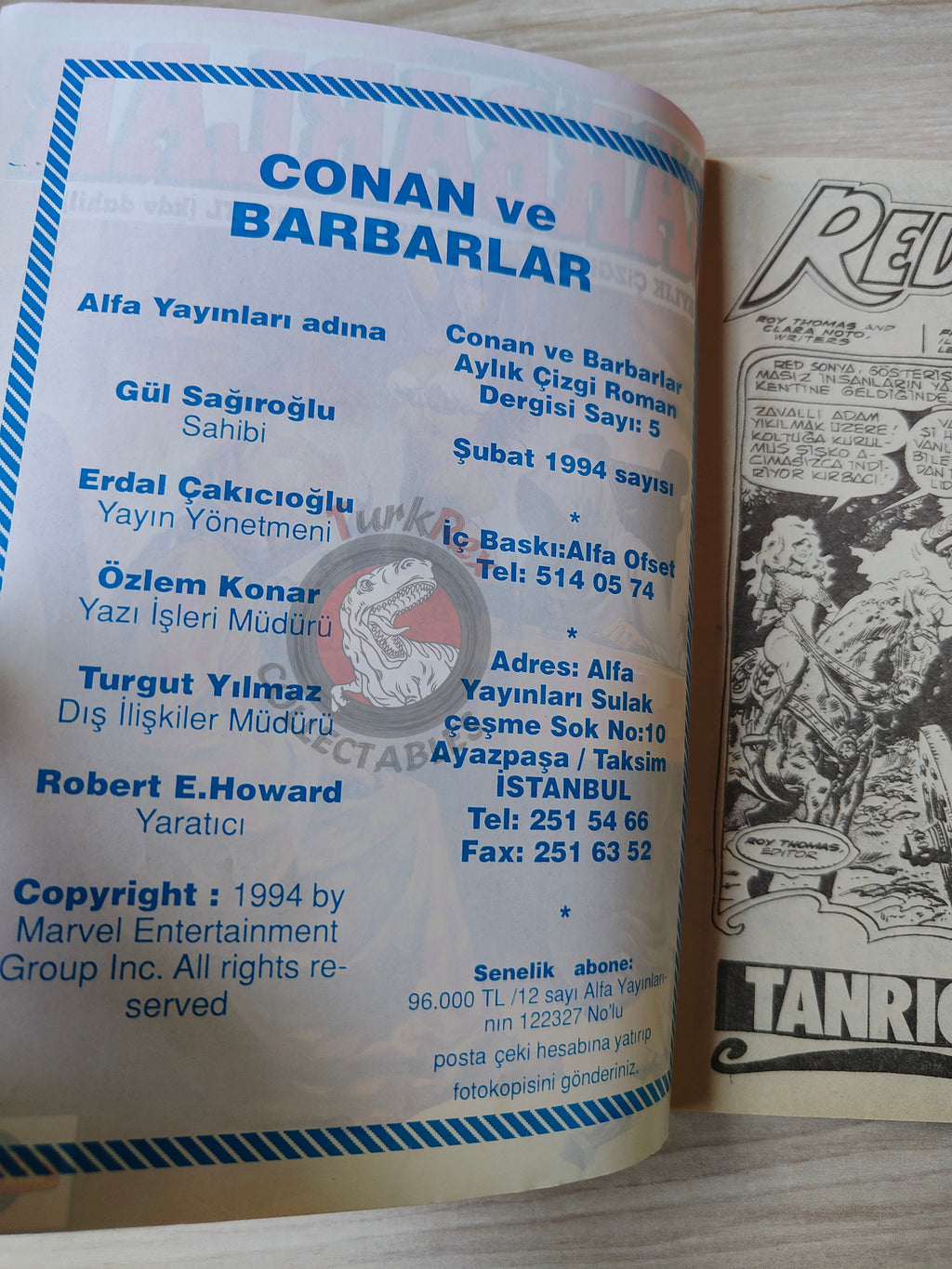 Conan ve Barbarlar #5 1994 Red Sonja & King Kull Turkish Comic Turkey