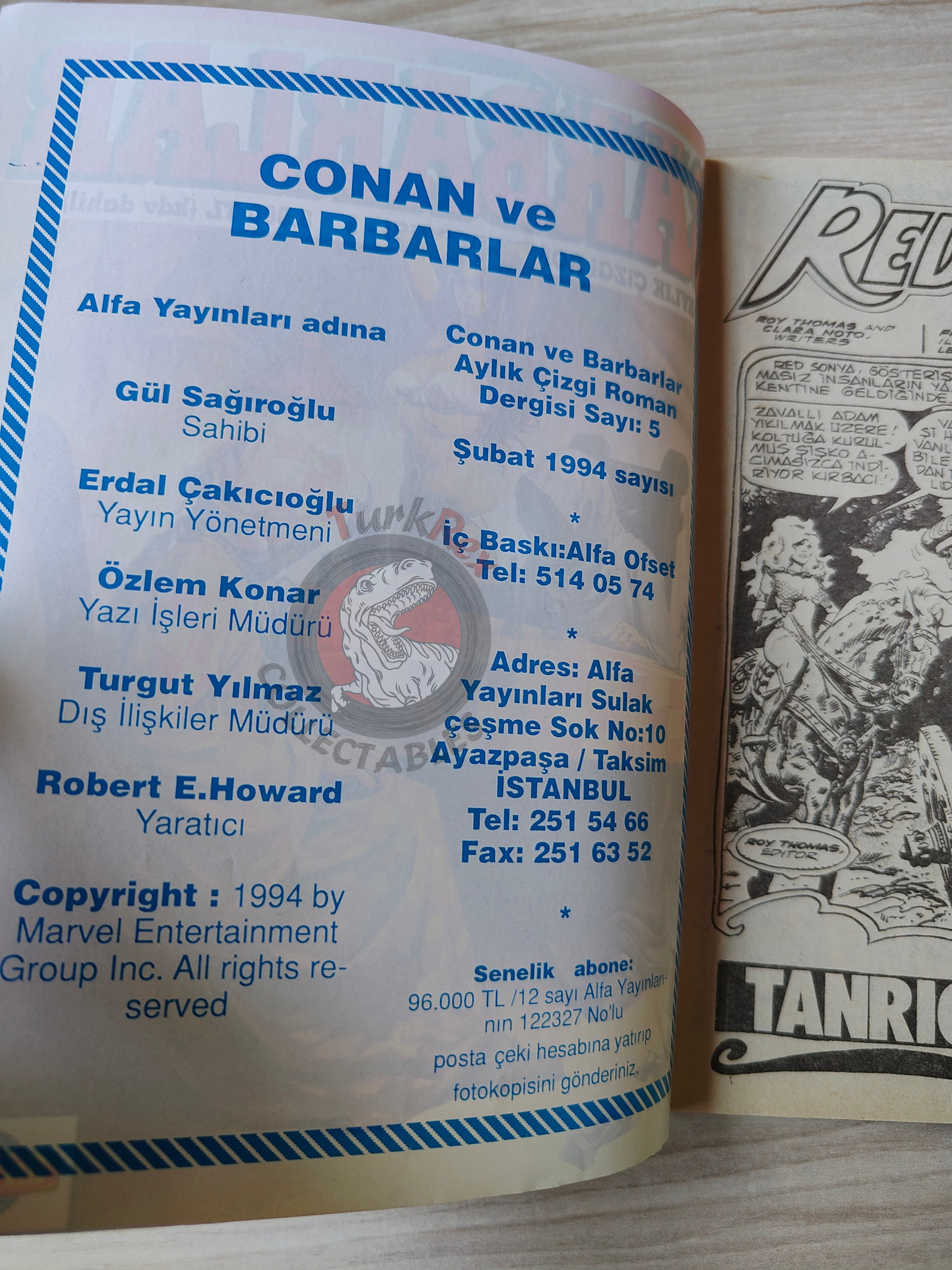 Conan ve Barbarlar #5 1994 Red Sonja & King Kull Turkish Comic Turkey