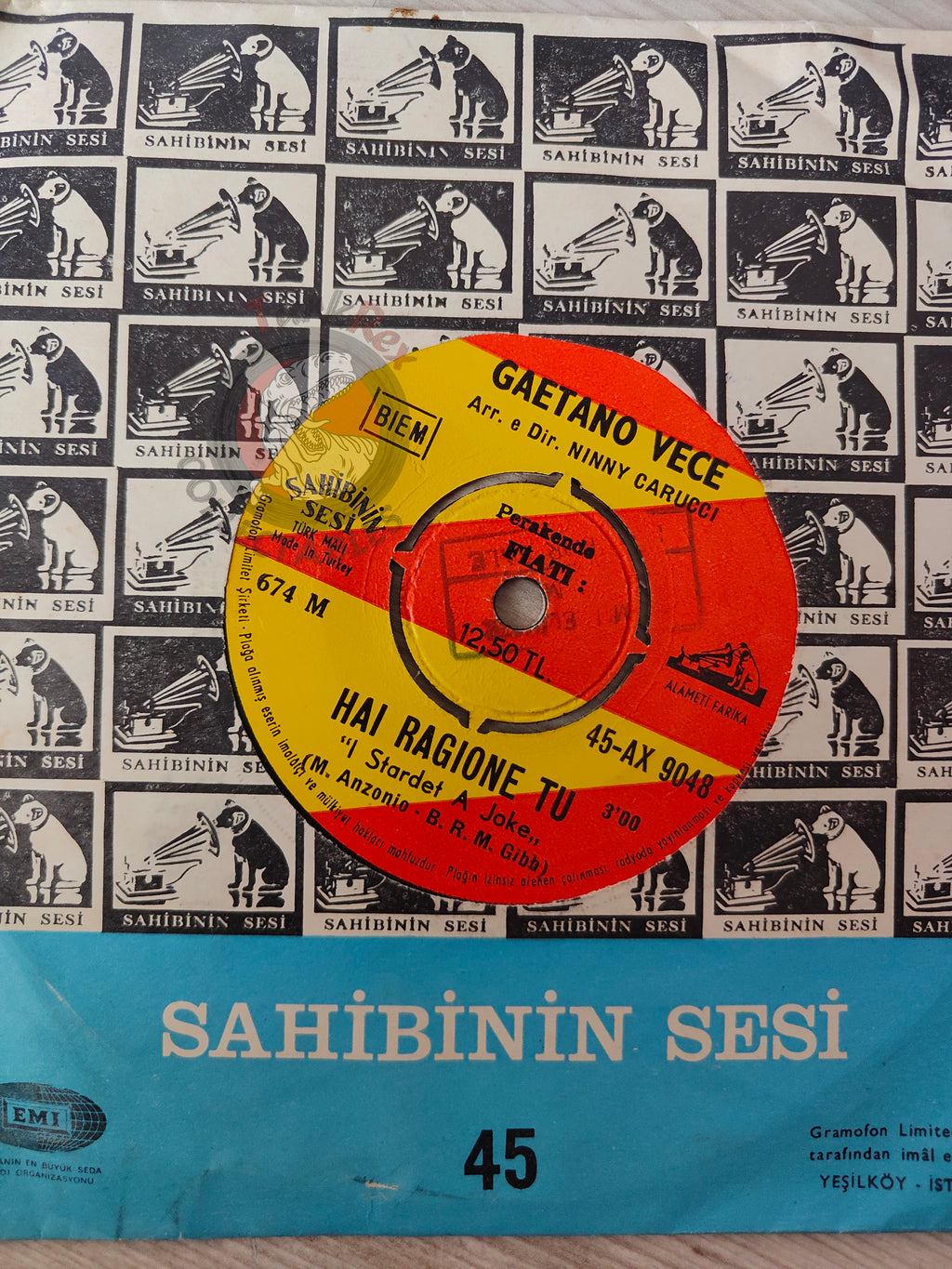Gaetano Vece – Hai Ragione Tu 7" Turkish Pressing Vinyl Turkey Edition Bee Gees Cover