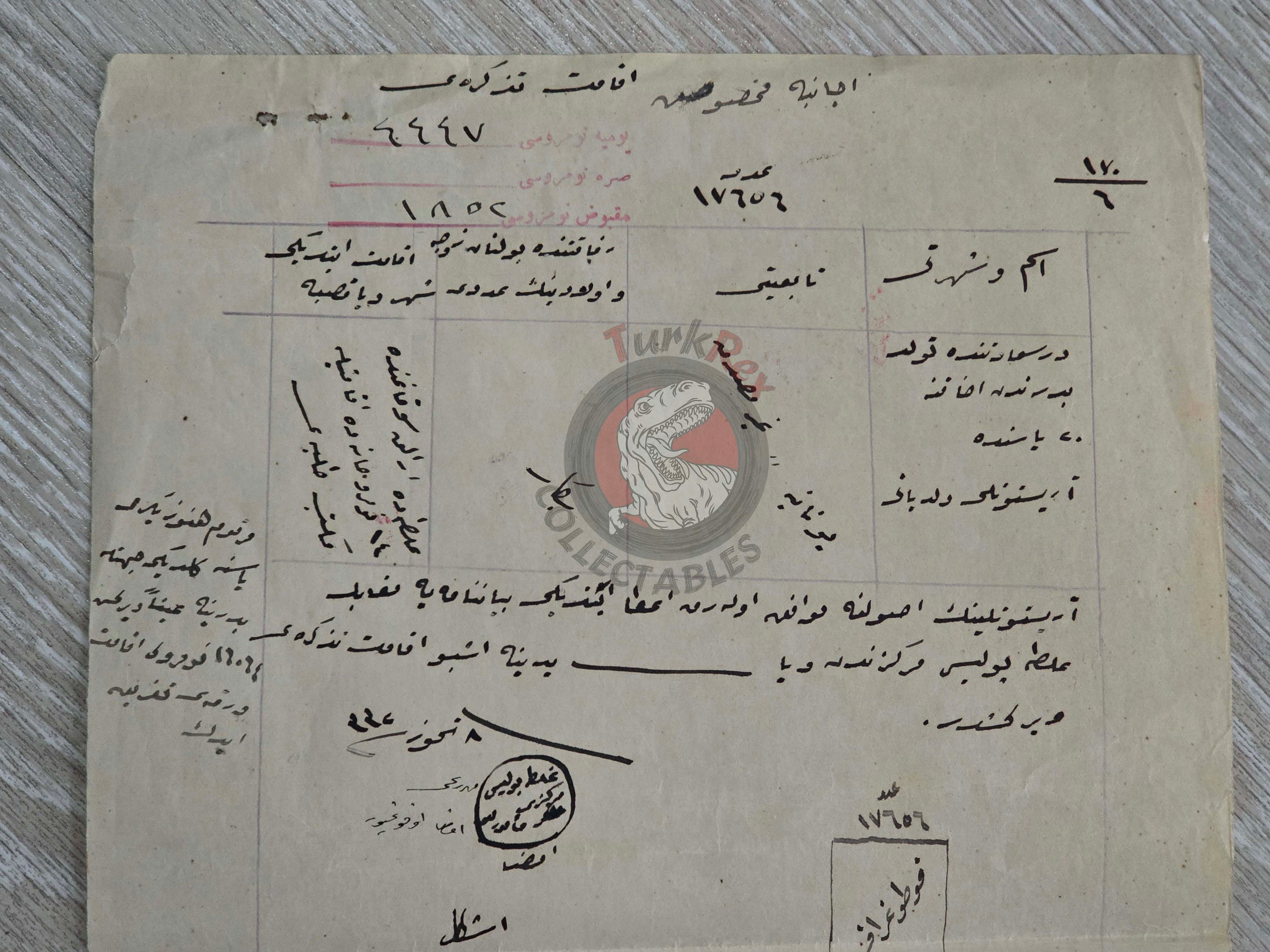 Ottoman Residence Permit for a Greek Citizen 1916 Istanbul Document Rum Greece Galata