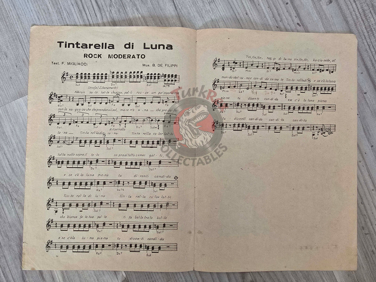 Mina Vasilaki Henny – Tintarella di Luna Turkish Vintage Musical Notes Sheet Turkey