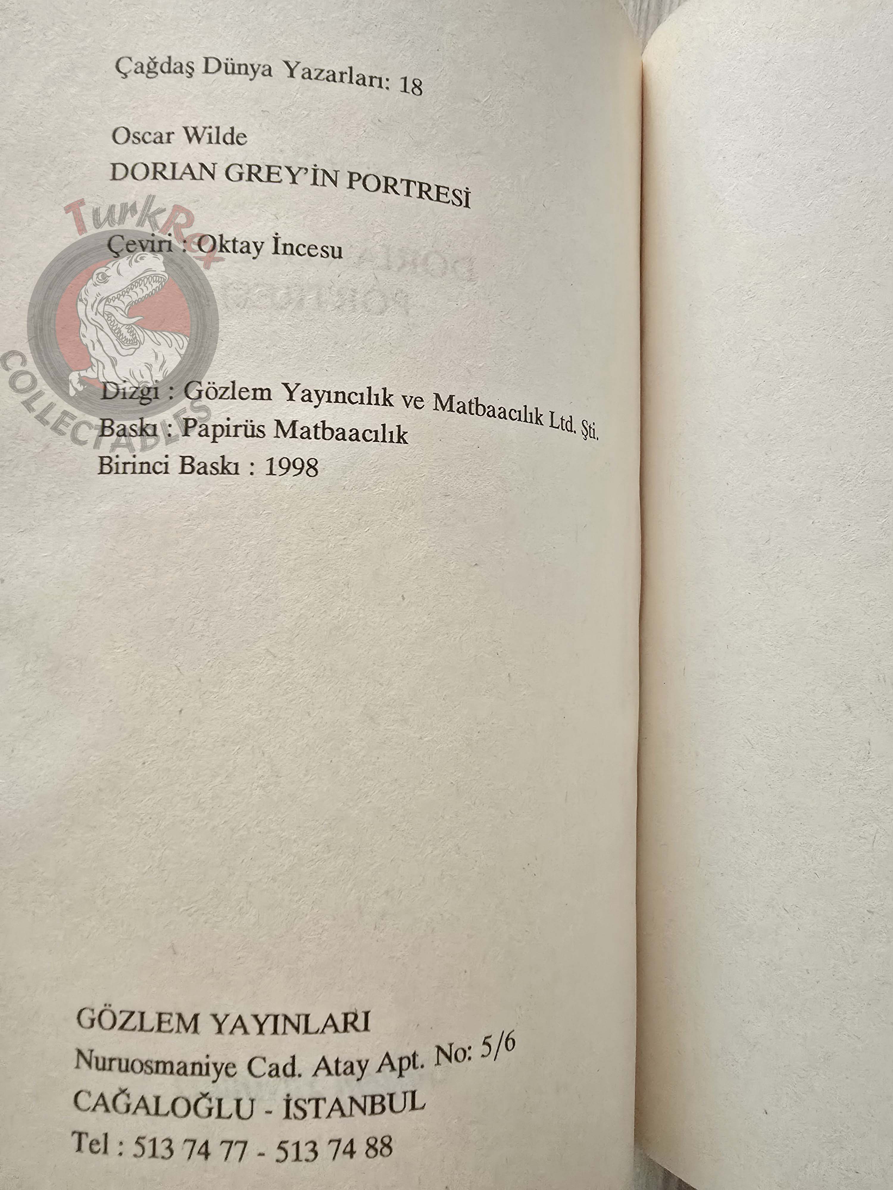 Oscar Wilde – The Picture of Dorian Gray 1998 Turkish Book Turkey