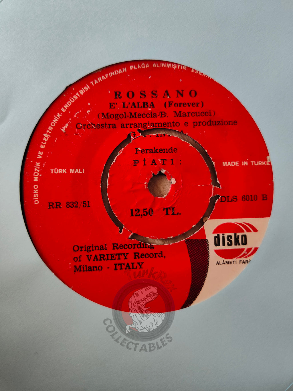 Rossano – Così Dolce, Così Cara 7" Turkish Pressing Vinyl Turkey Edition Sanremo