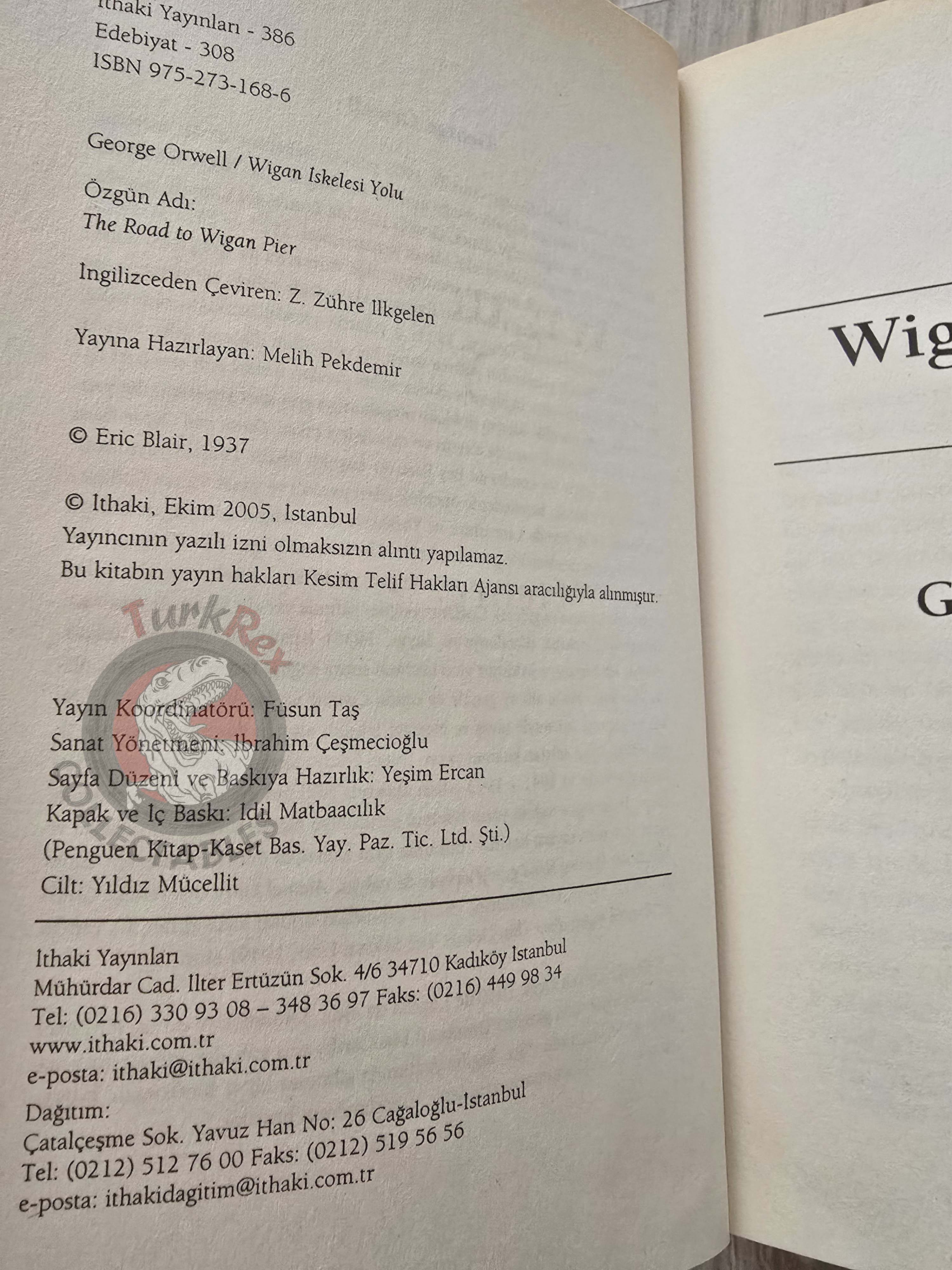 George Orwell – The Road to Wigan Pier 2005 Turkish Book Turkey