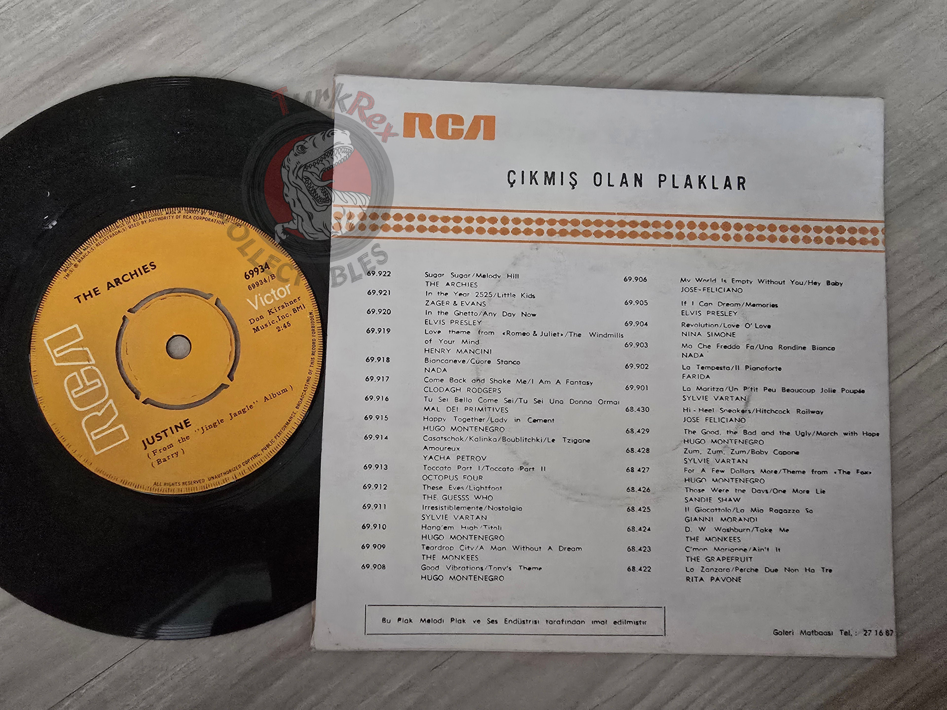 The Archies – Jingle Jangle / Justine 7" Turkish Pressing Vinyl Turkey Edition