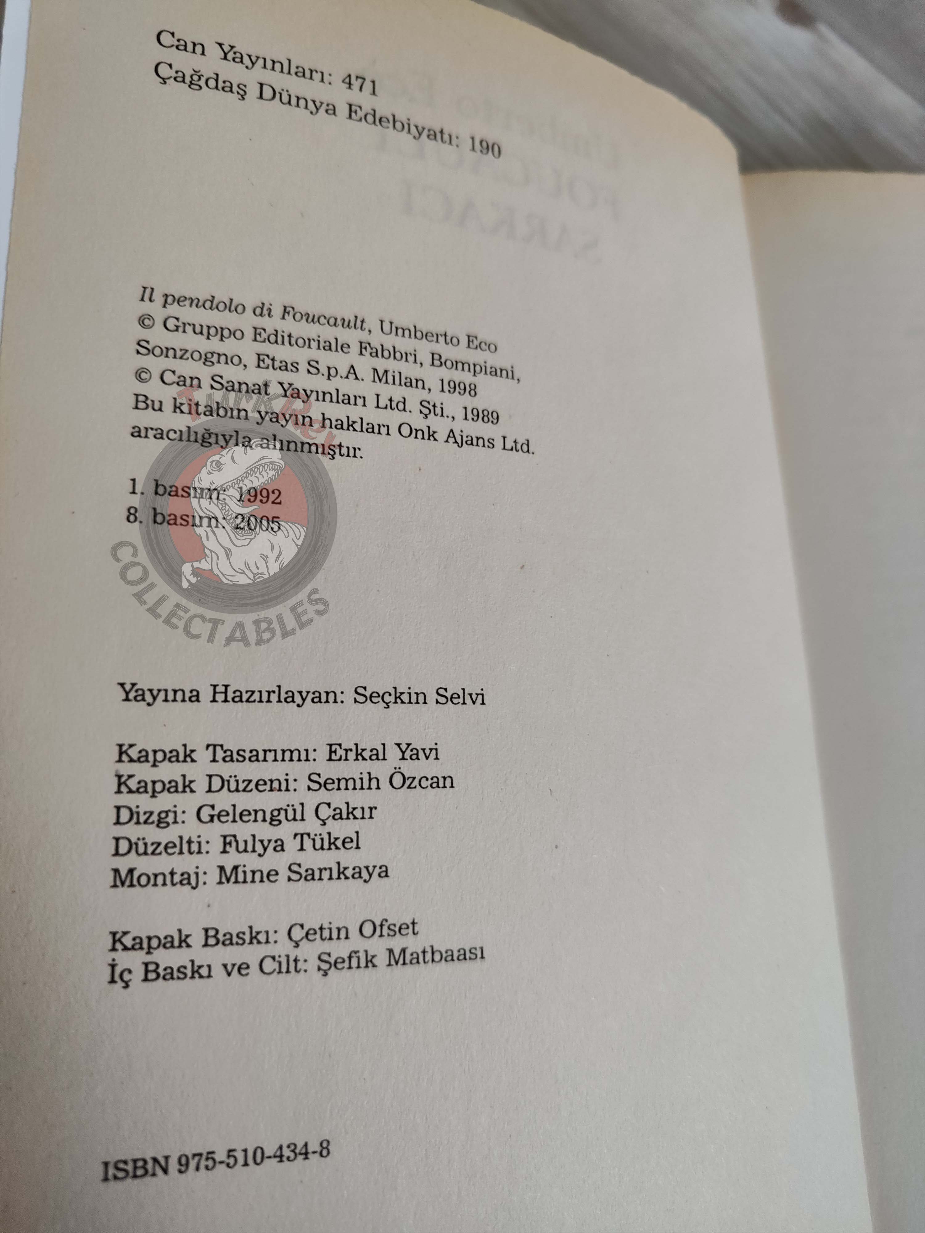 Umberto Eco – Foucault’s Pendulum 2005 Turkish Book Turkey