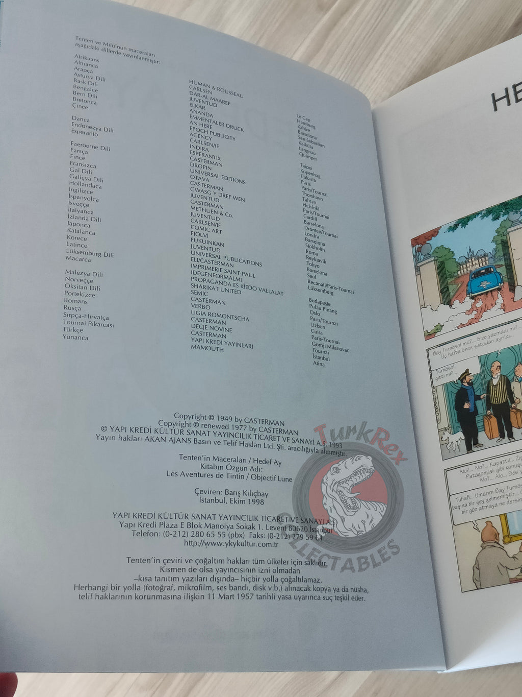 Tintin – Destination Moon 1998 Turkish Edition Comic Turkey 2nd YKY