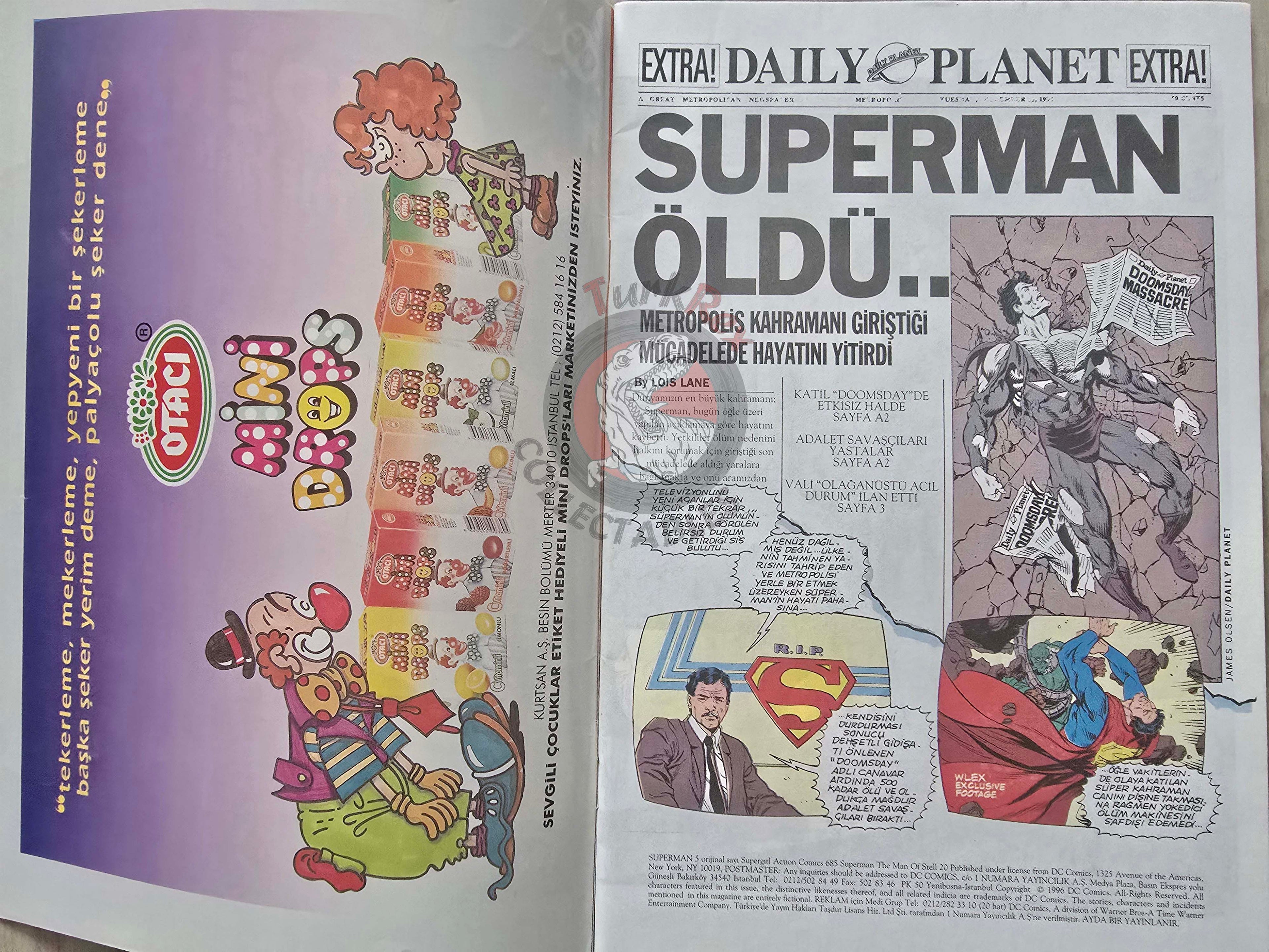Superman #5 1996 Turkish Comic Turkey The Man Of Steel #20 Action Comics #685 Supergirl