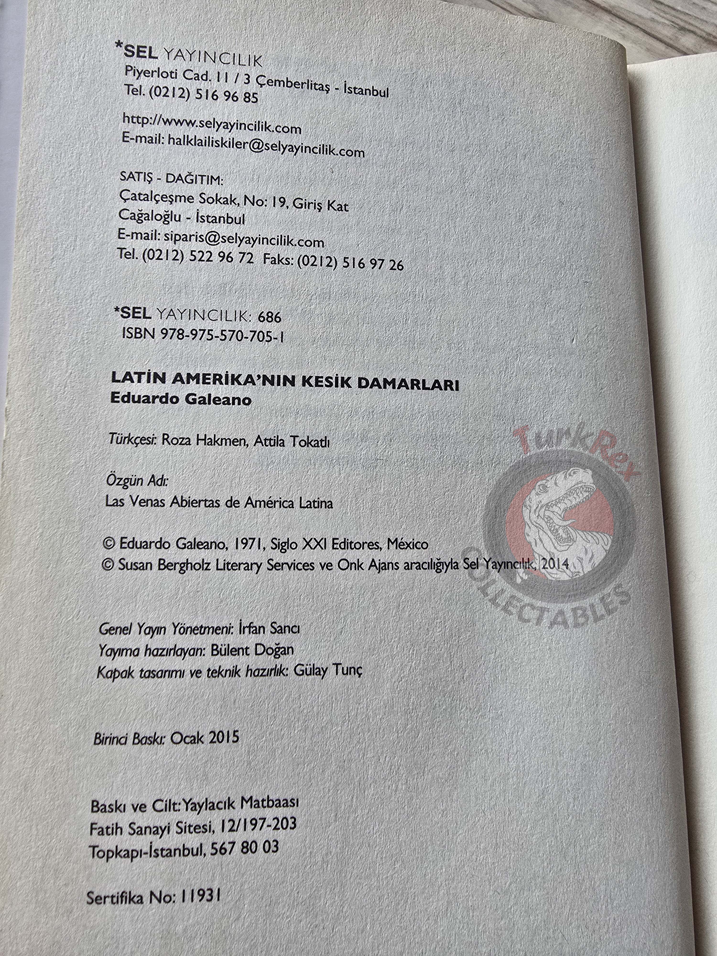 Eduardo Galeano – Open Veins of Latin America 2015 Turkish Book Turkey