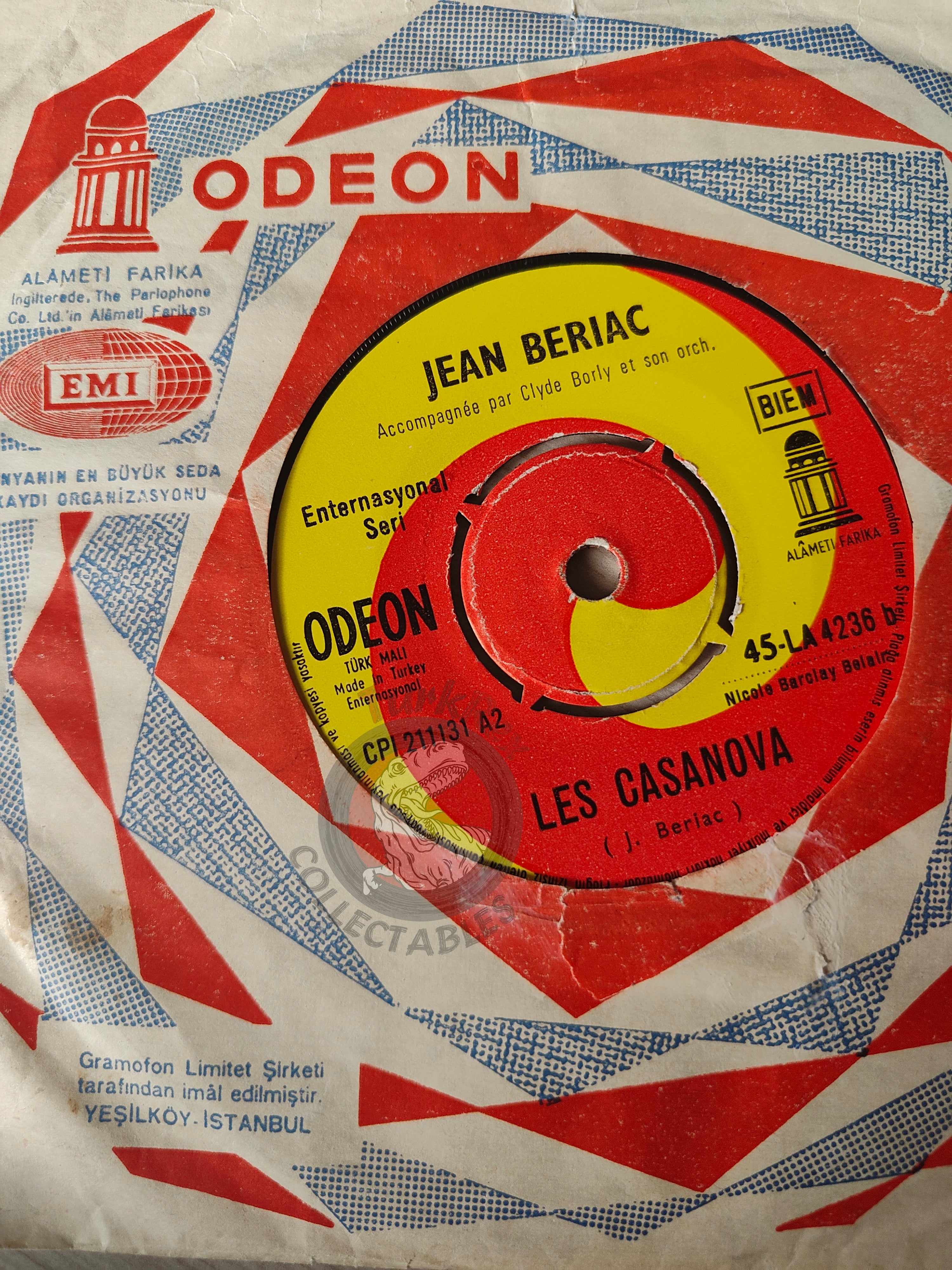 Jean Bériac – Myley / Les Casanova 7" Turkish Pressing Vinyl Turkey Edition